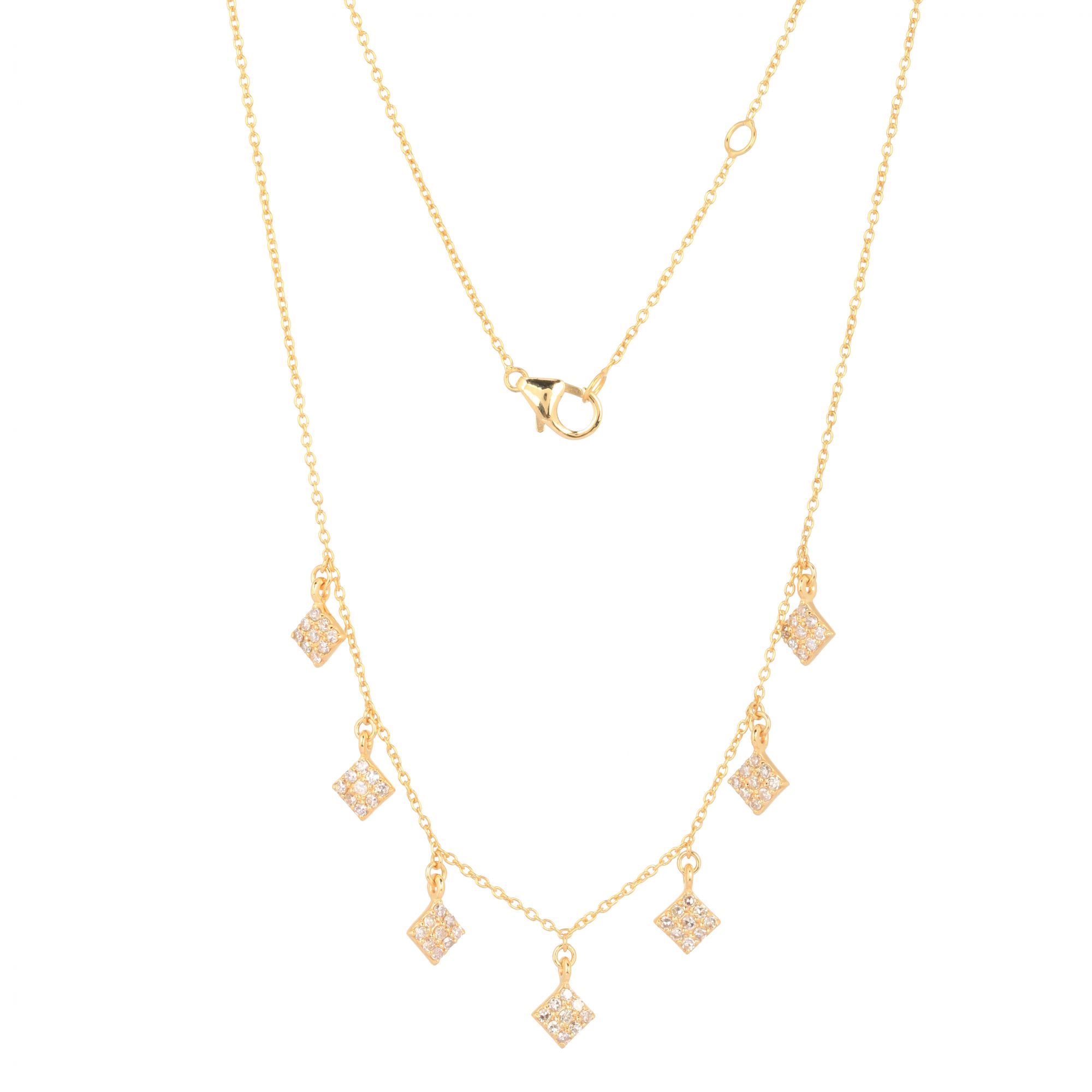 Yellow Gold Diamond Shape Charm Necklace