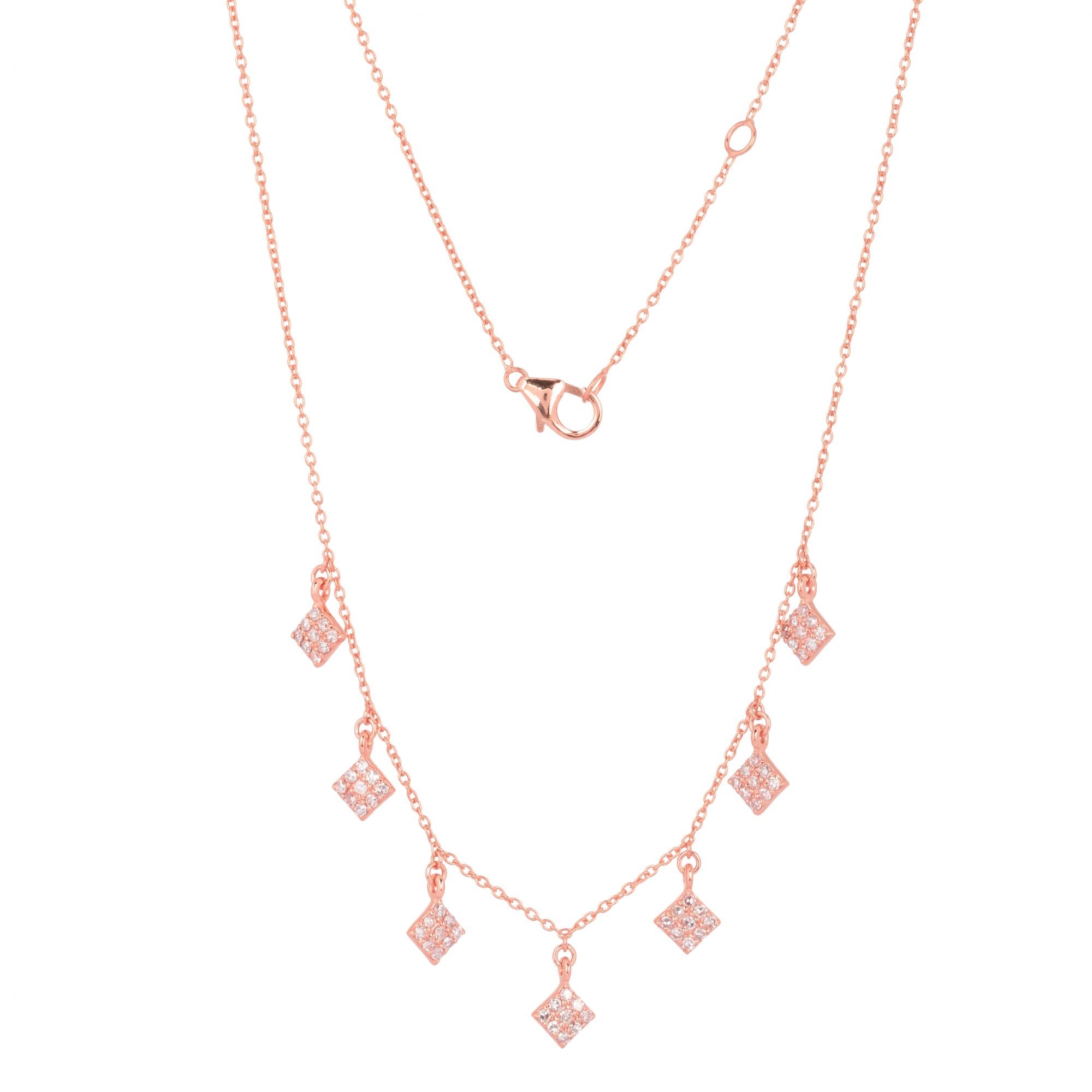 Rose Gold Diamond Shape Charm Necklace