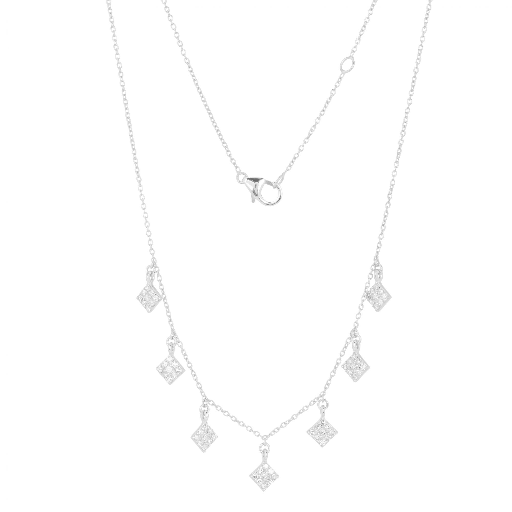 White Gold Diamond Shape Charm Necklace