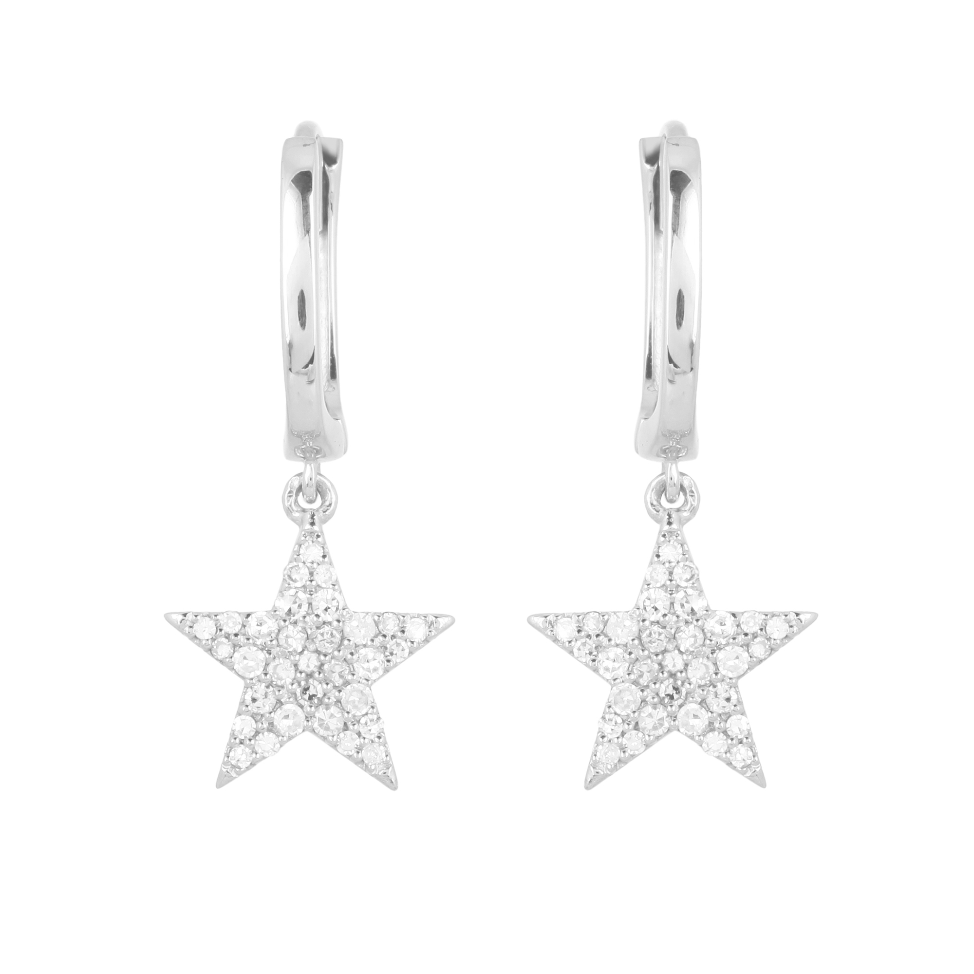 White Gold Hanging Star Diamond Earrings