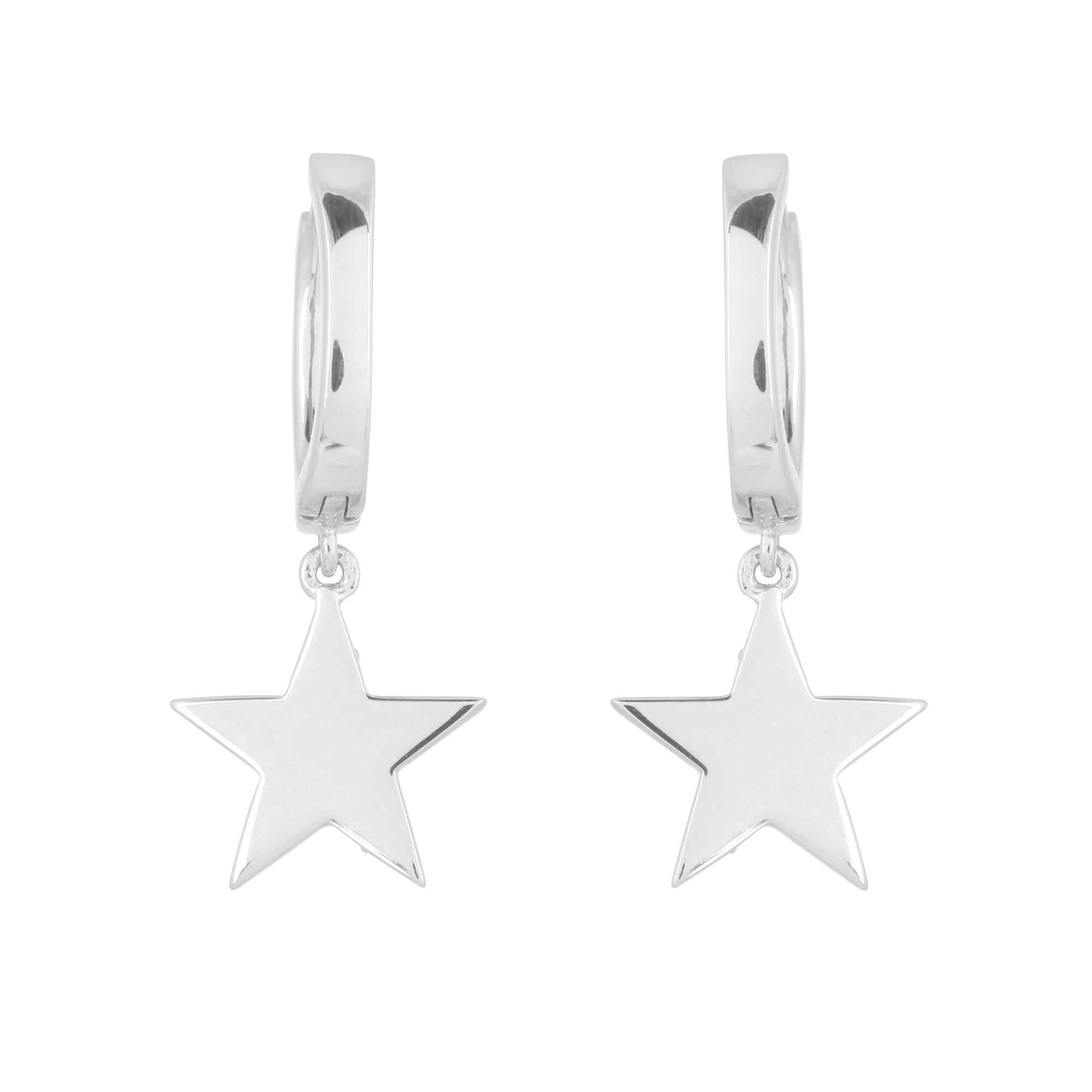 White Gold Hanging Star Diamond Earrings