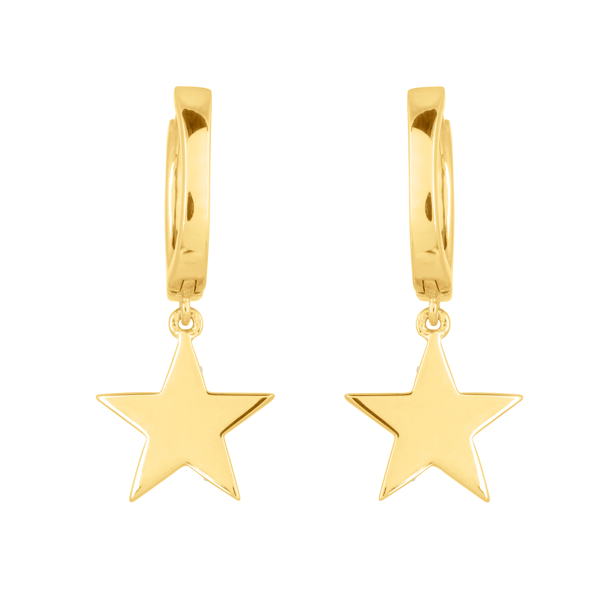 Yellow Gold Hanging Star Diamond Earrings