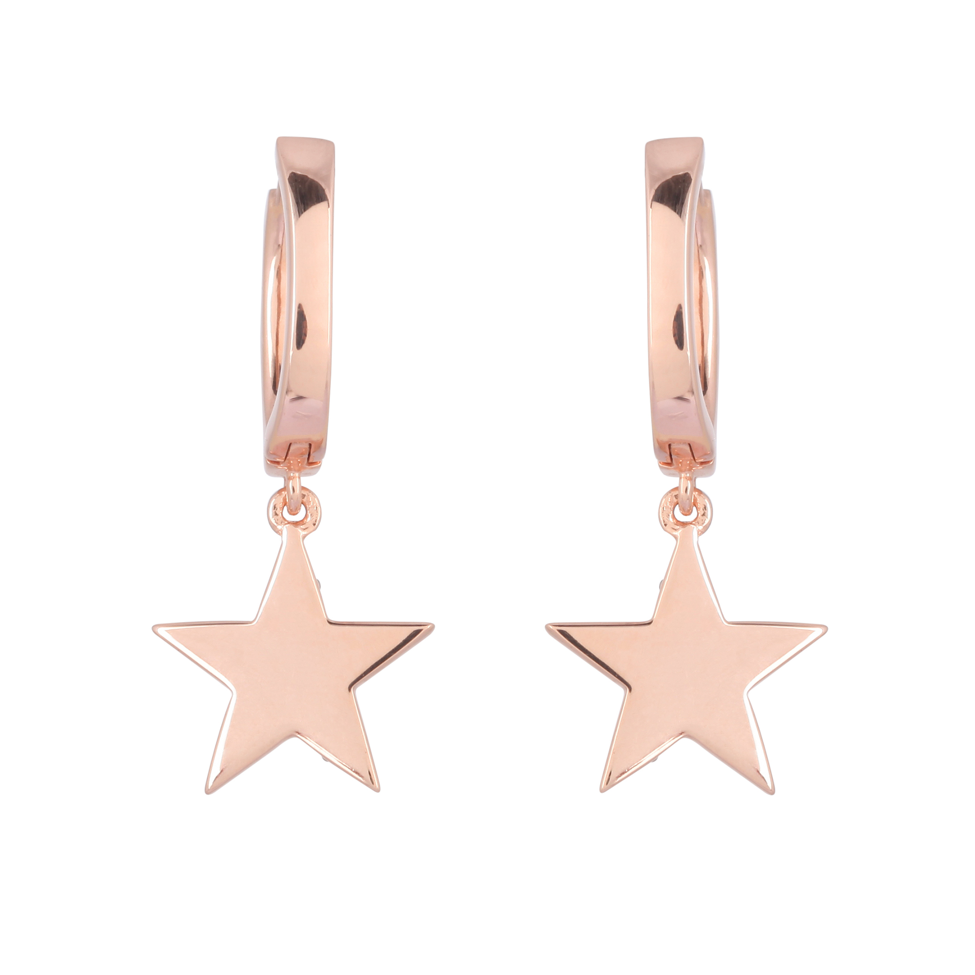 Rose Gold Hanging Star Diamond Earrings