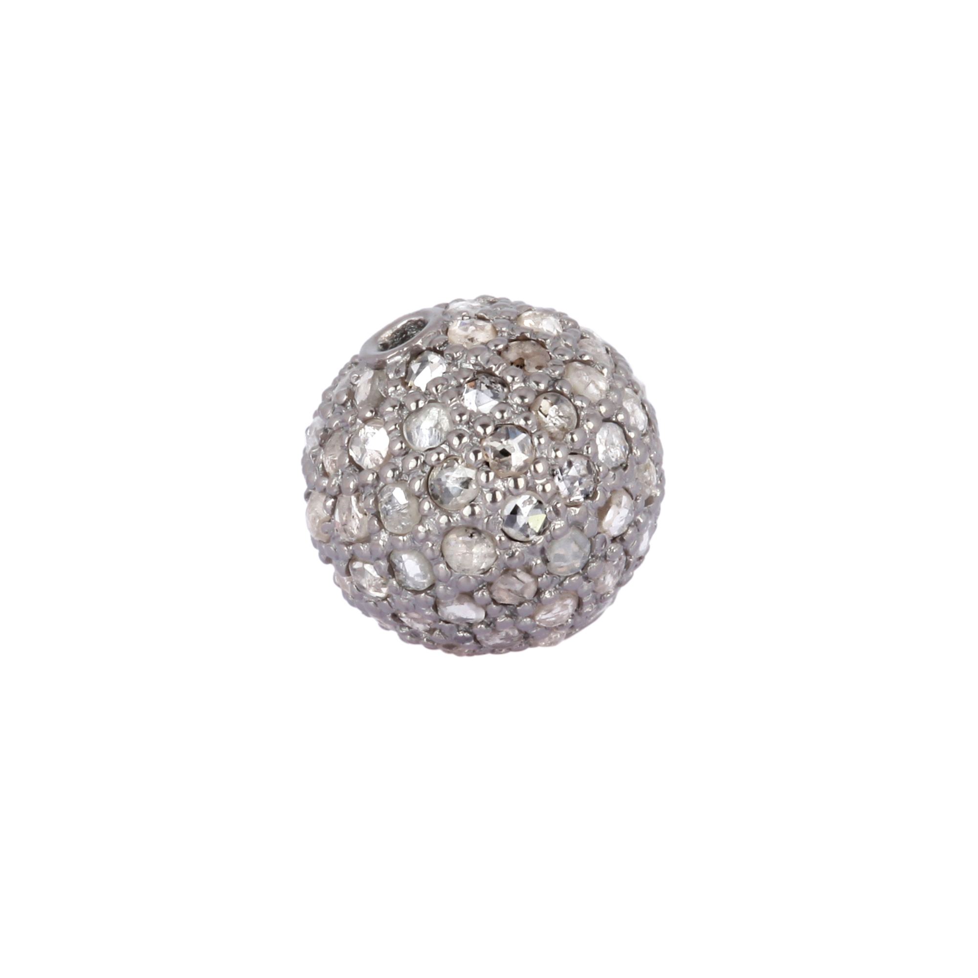 Sterling Silver Pave Diamond Bead
