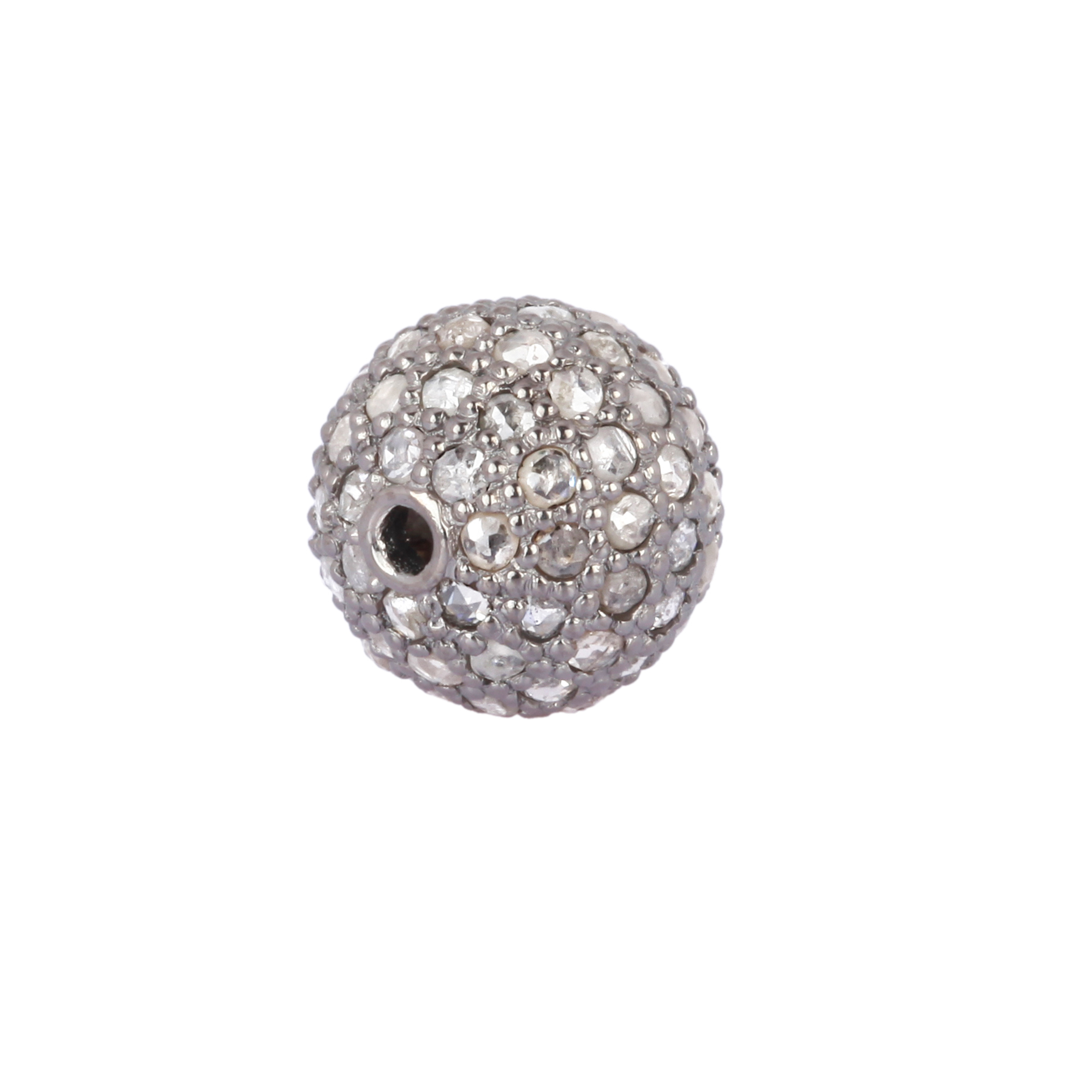 Sterling Silver Pave Diamond Bead