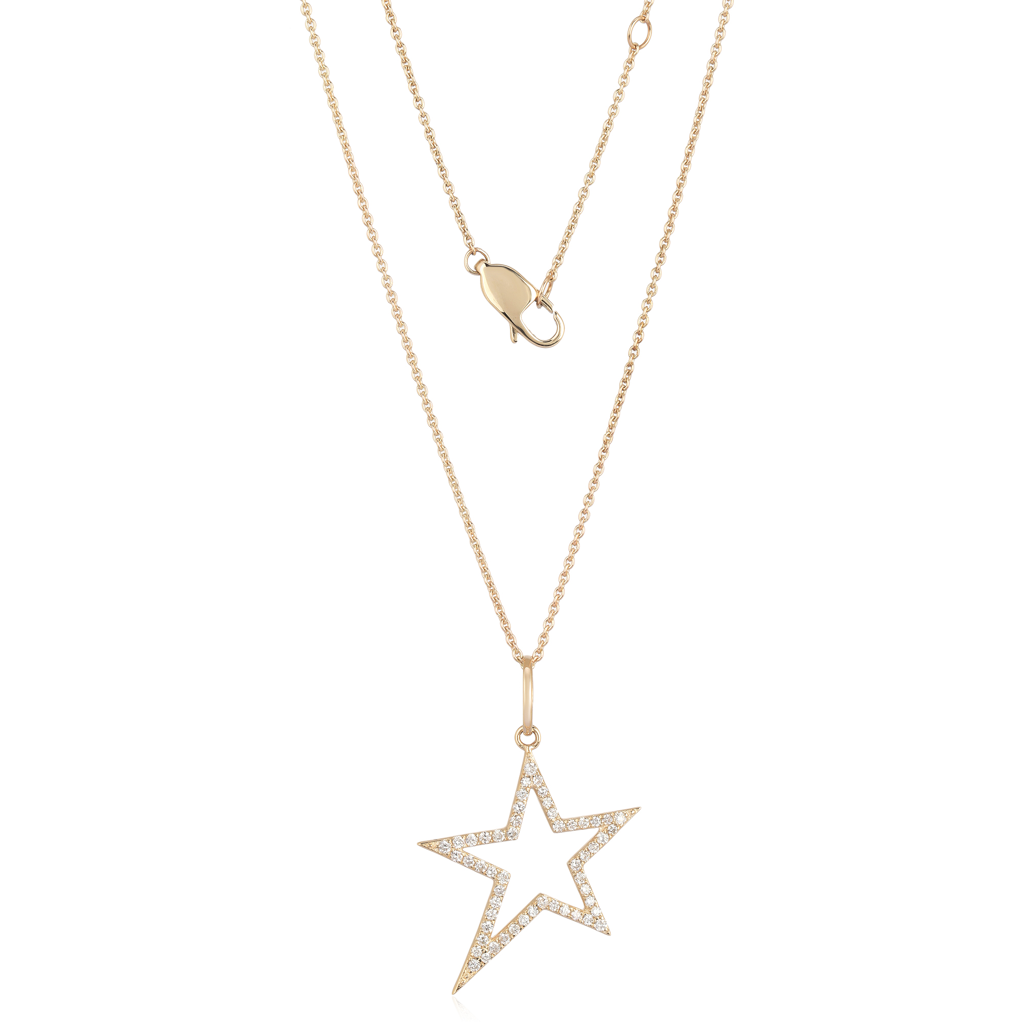 Yellow Gold Diamond Star Pendant With Chain