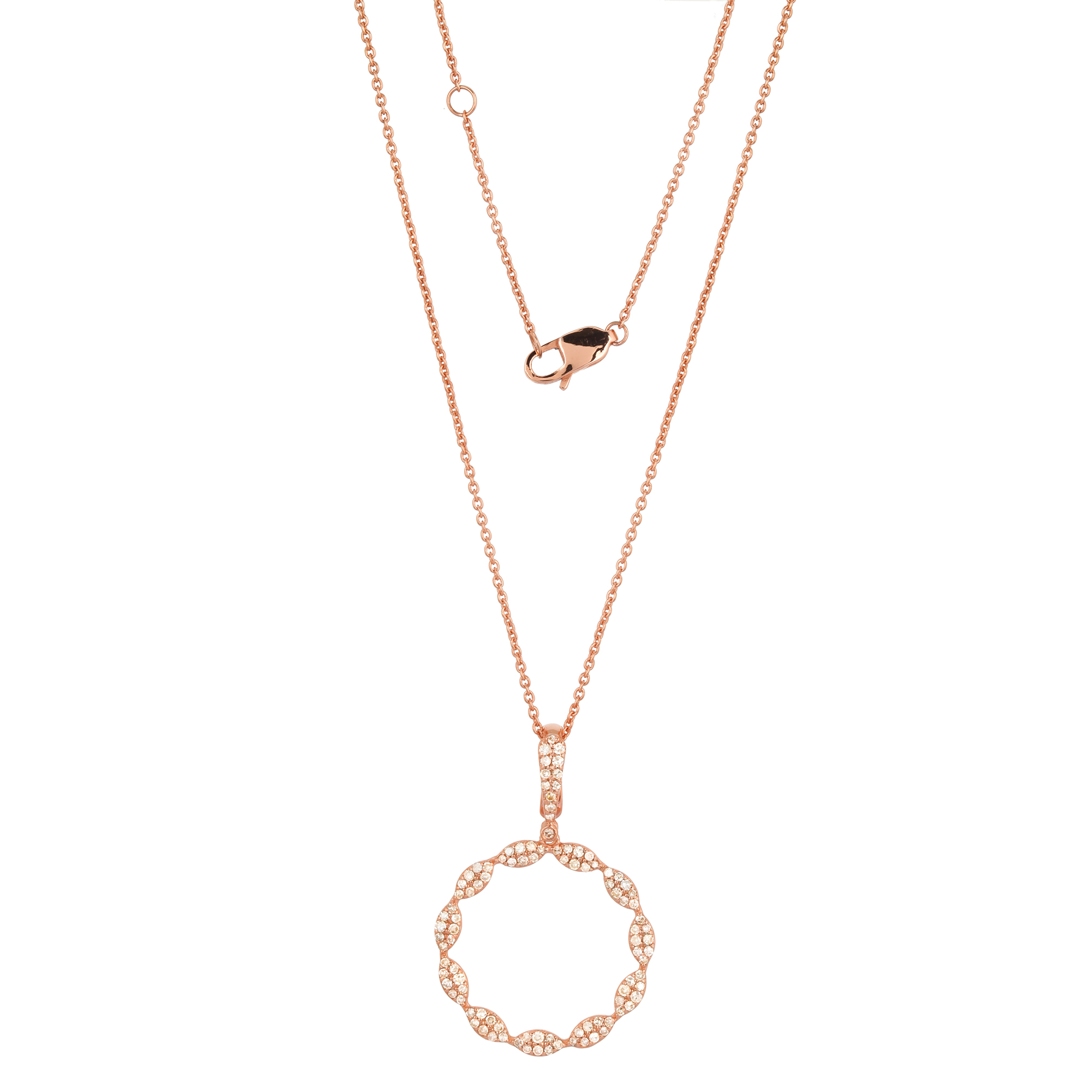 Rose Gold Circle Diamond Pendant with Chain