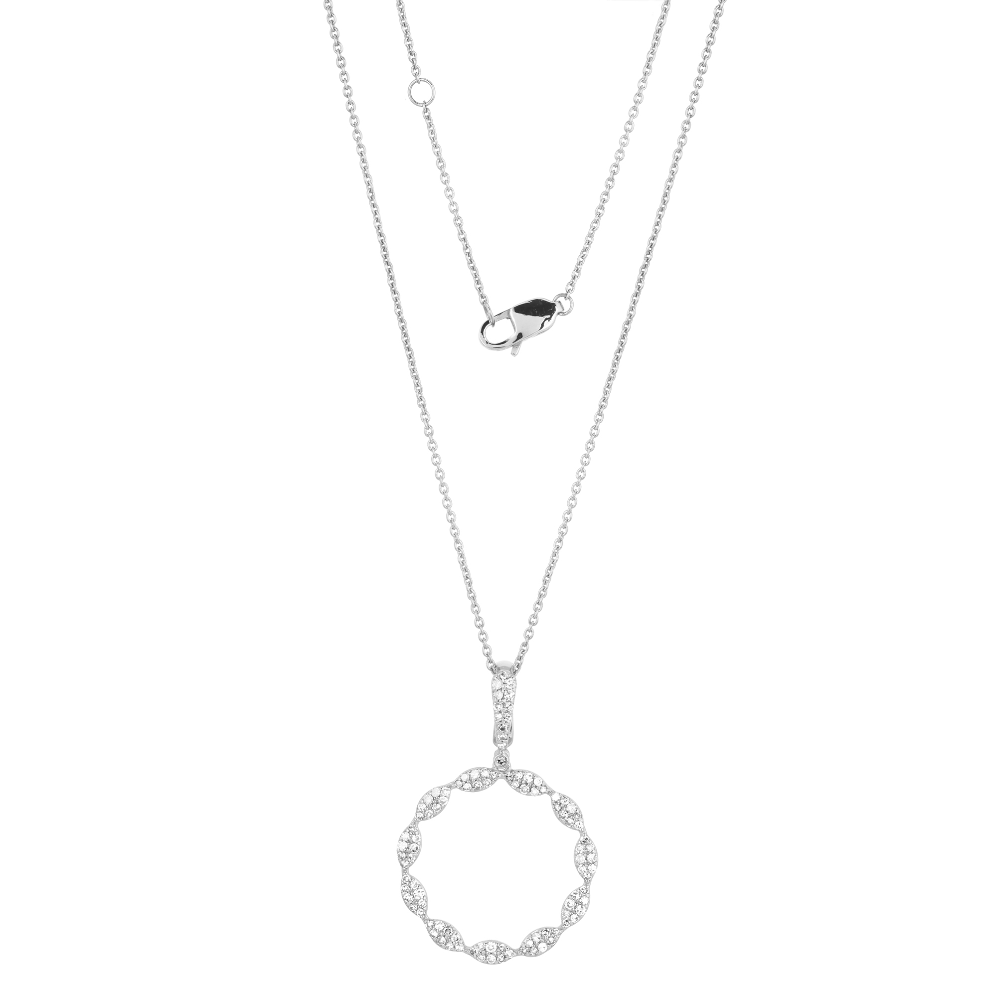 White Gold Circle Diamond Pendant with Chain