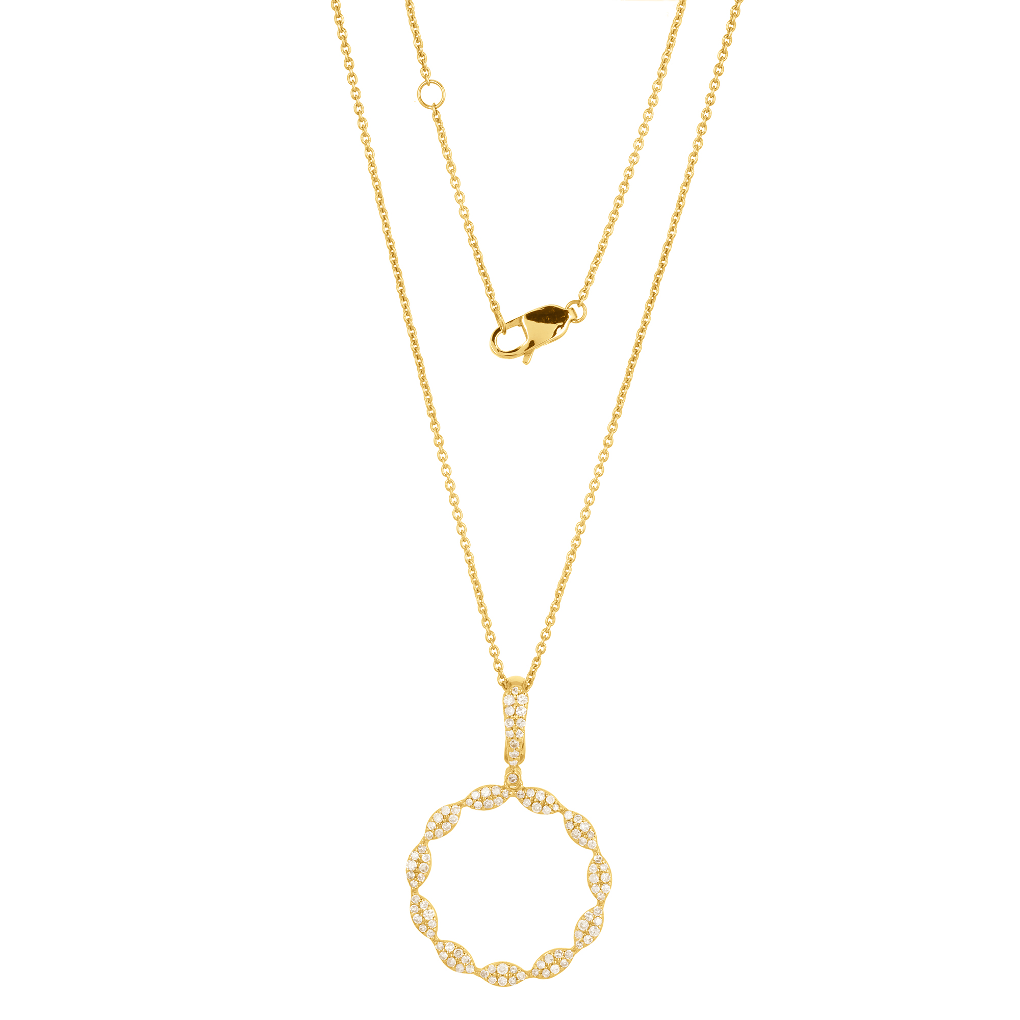 Yellow Gold Circle Diamond Pendant with Chain