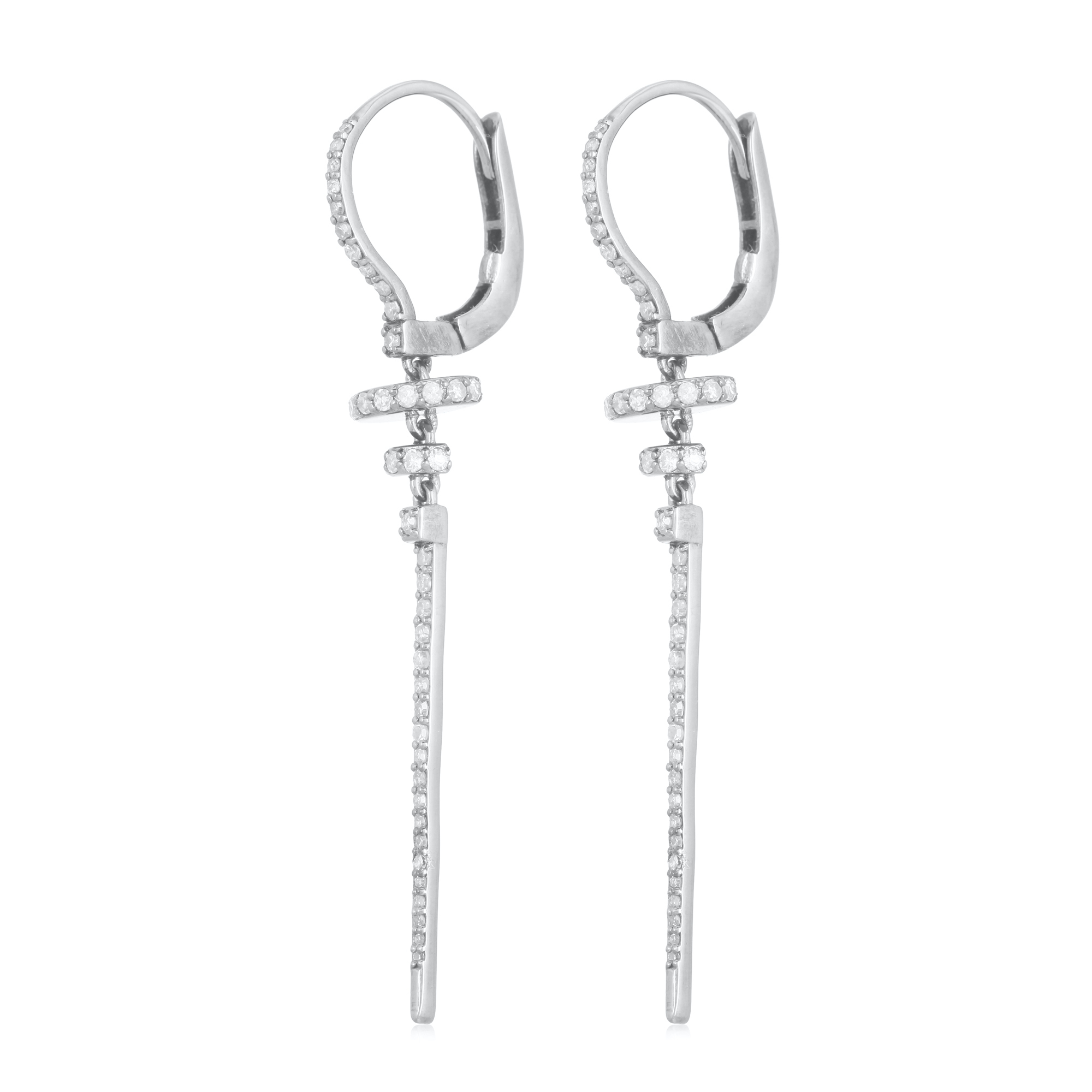 White Gold Long Diamond Bar Earring