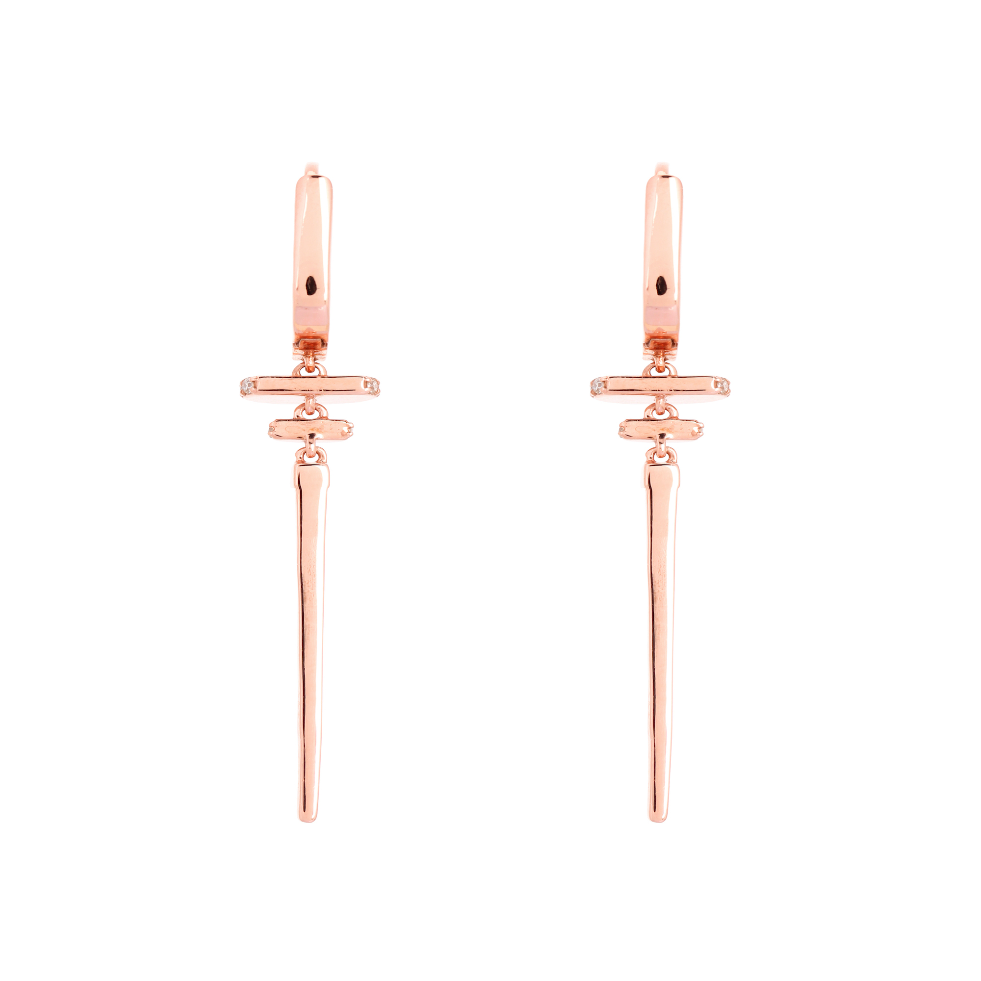 Rose Gold Long Diamond Bar Earring