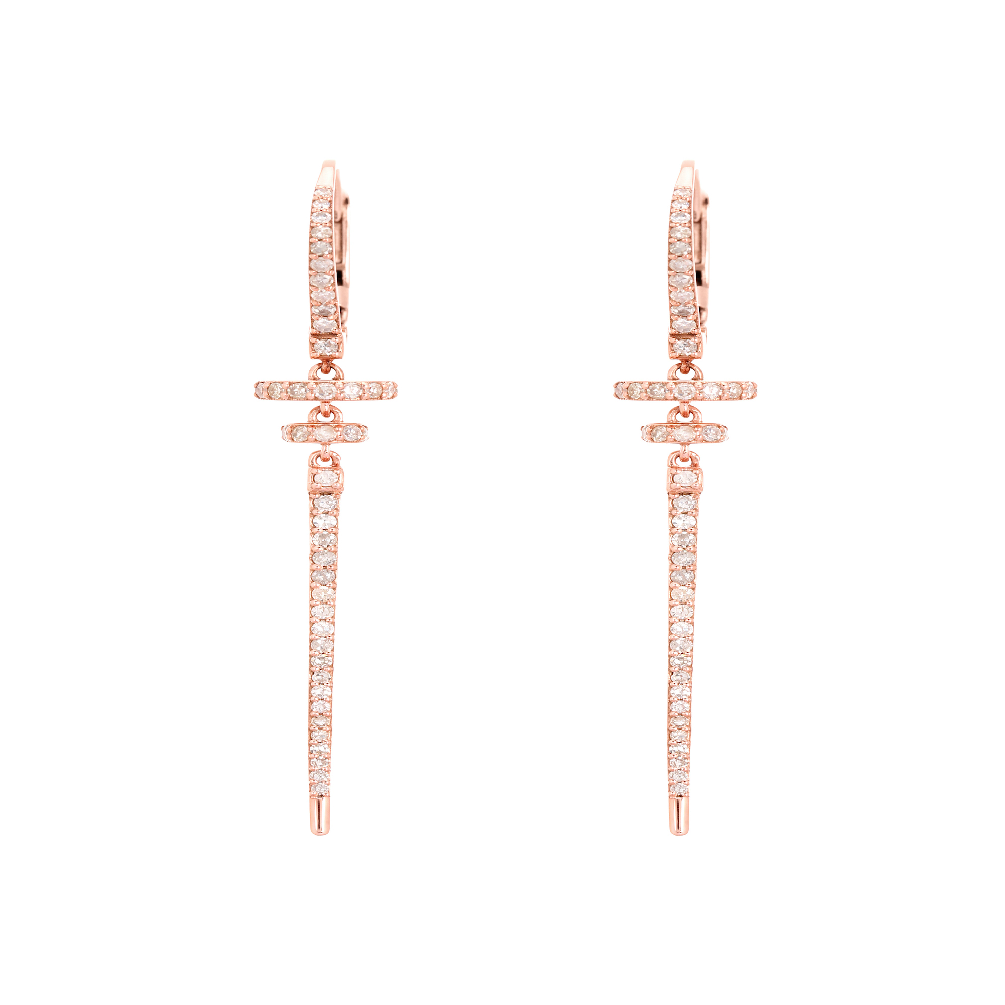 Rose Gold Long Diamond Bar Earring