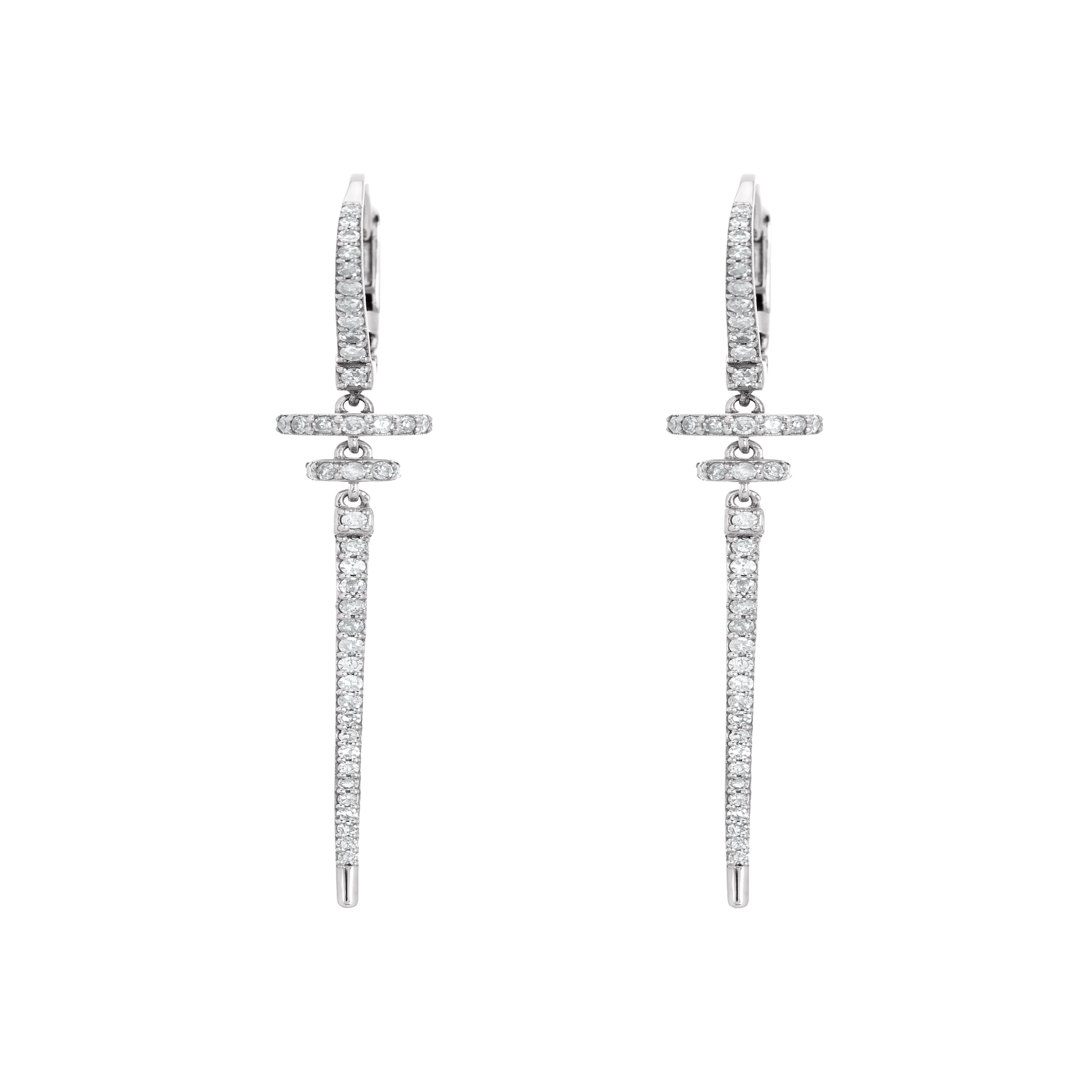 Sterling Silver Long Diamond Bar Earring