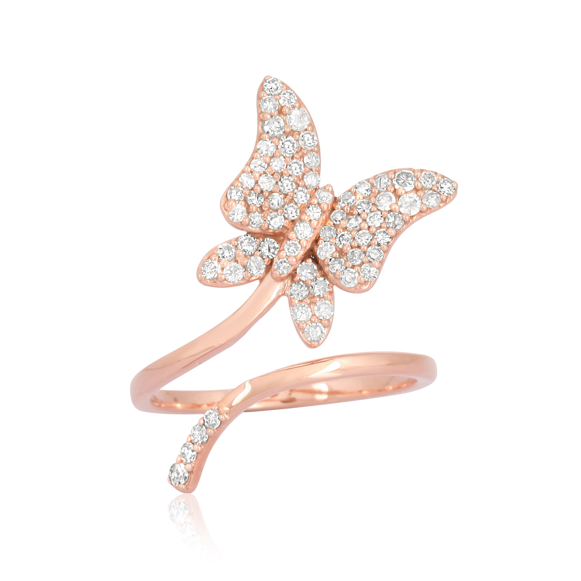 Sterling Silver Butterfly Diamond Ring