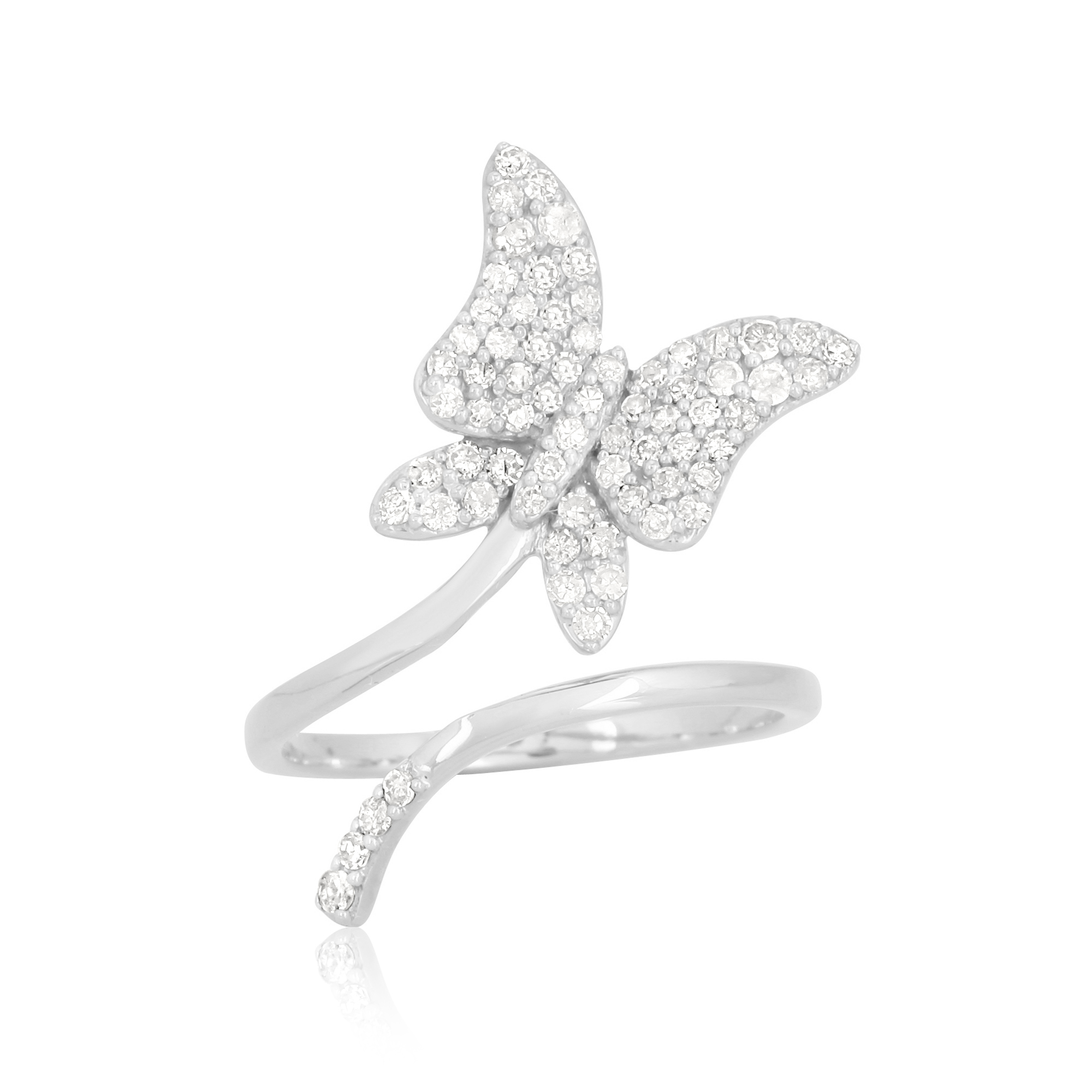 White Gold Butterfly Diamond Ring