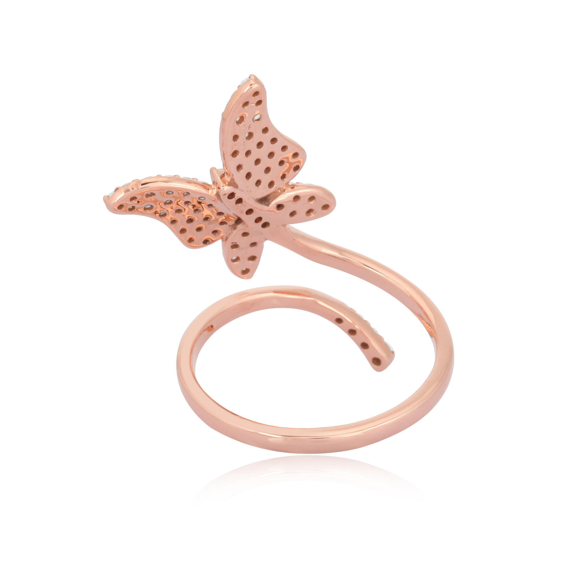 Sterling Silver Butterfly Diamond Ring