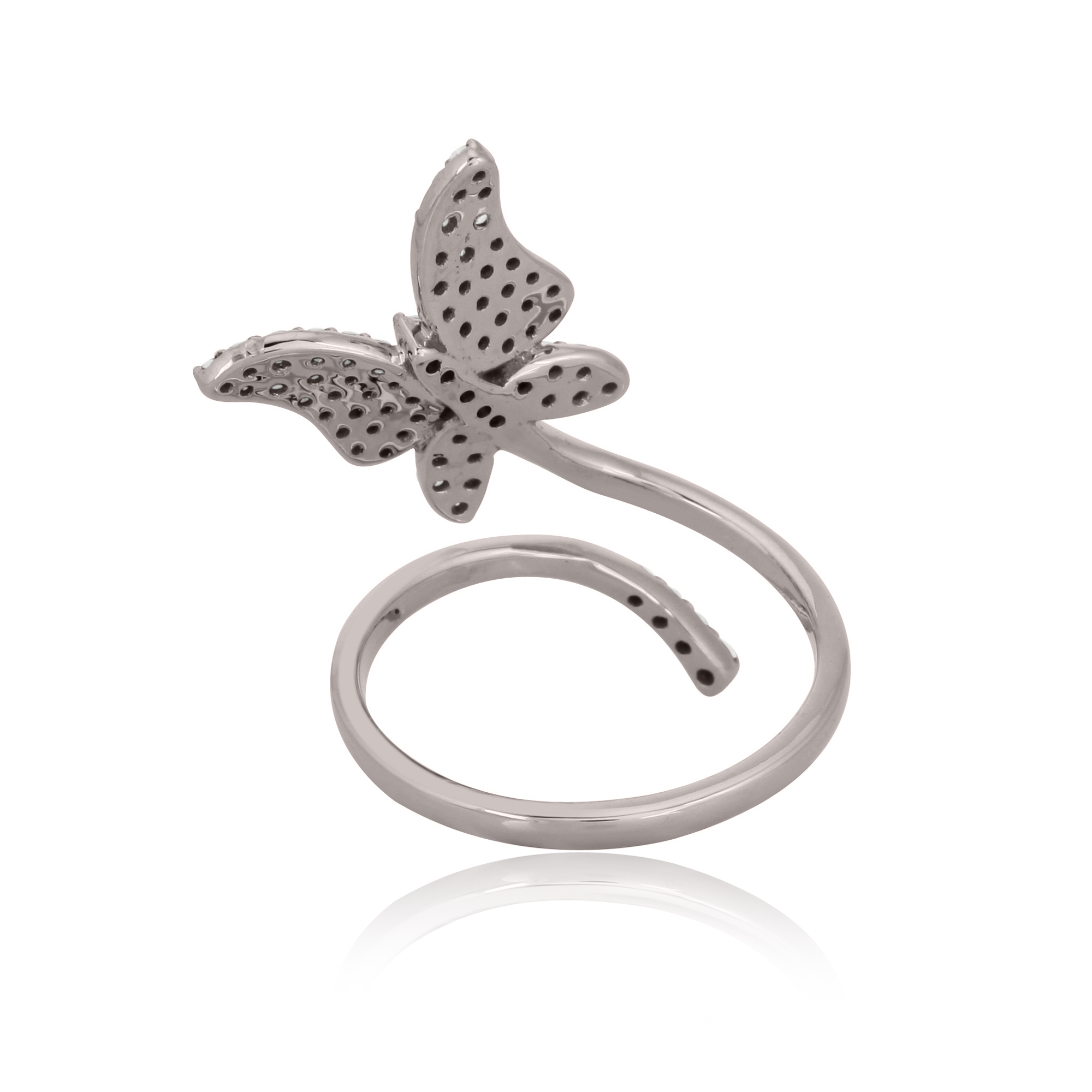 Sterling Silver Butterfly Diamond Ring