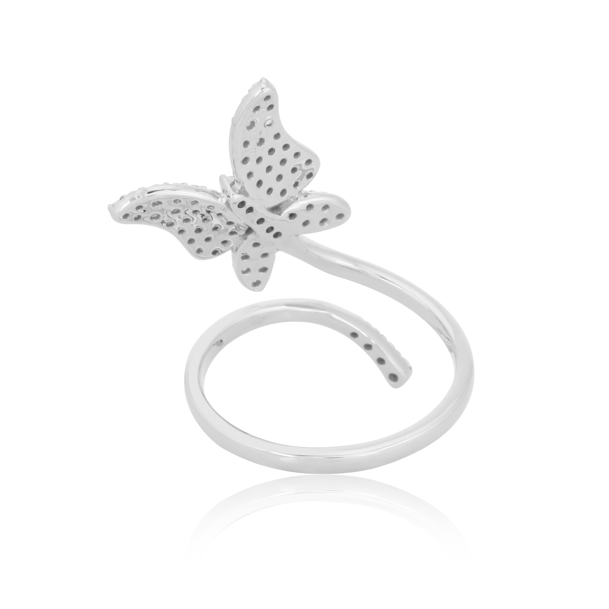 Sterling Silver Butterfly Diamond Ring