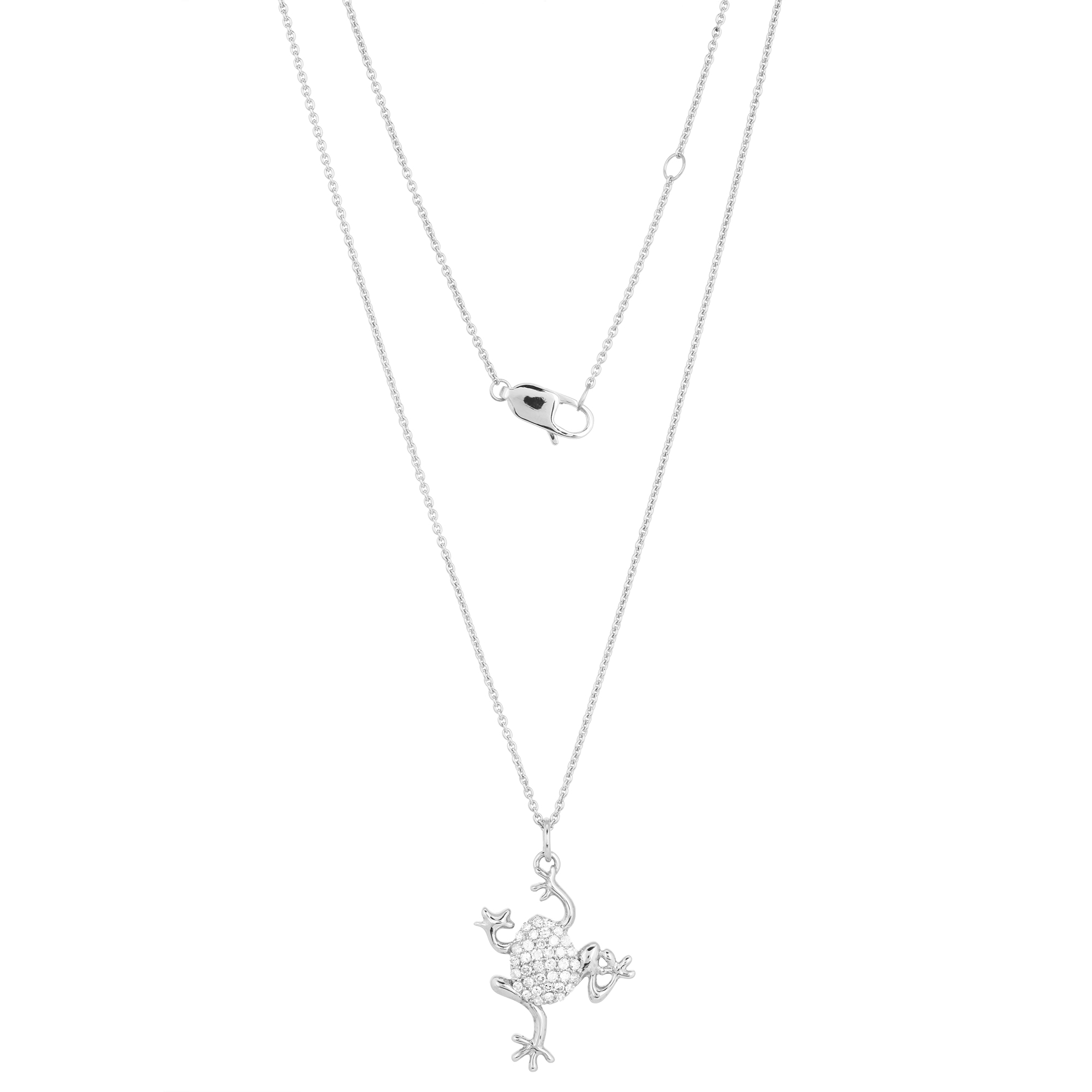 White Gold Frog Diamond Pendant With Chain