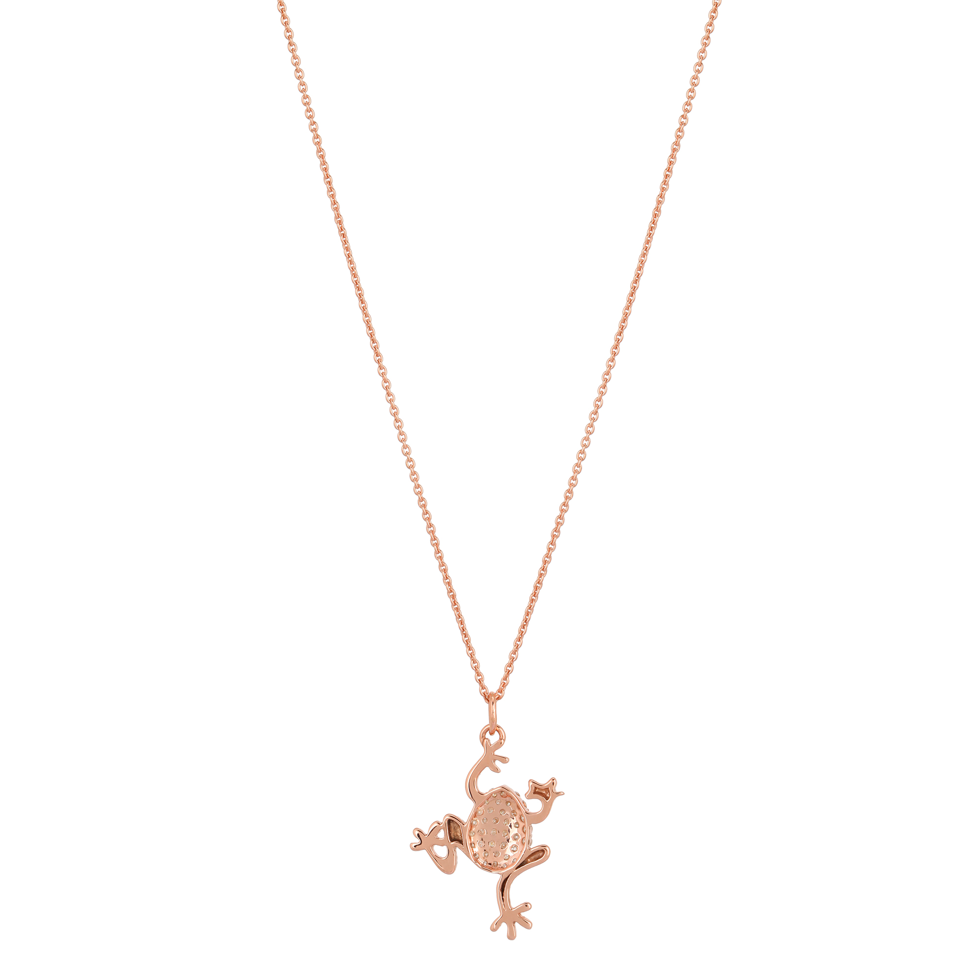 Rose Gold Frog Diamond Pendant With Chain
