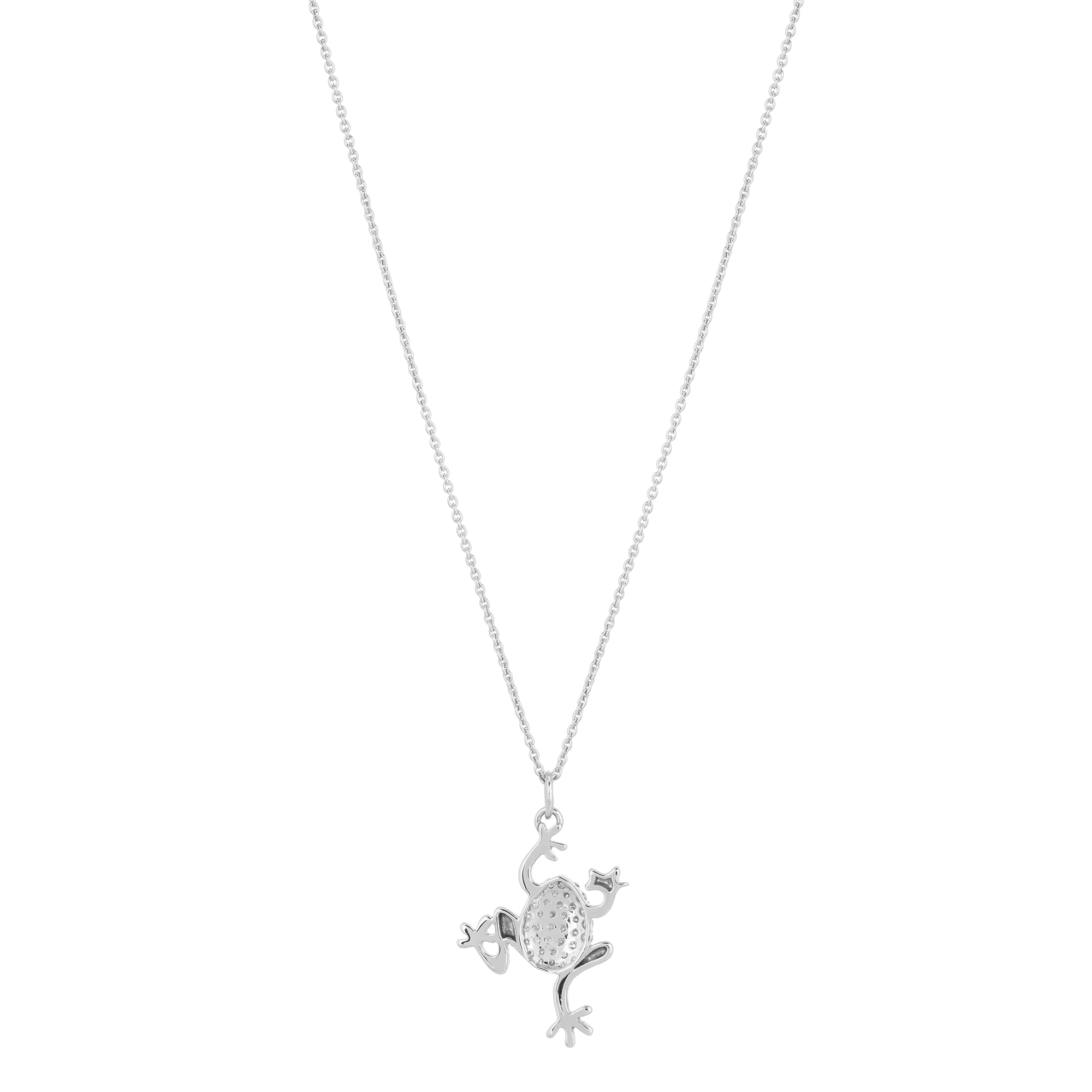 White Gold Frog Diamond Pendant With Chain