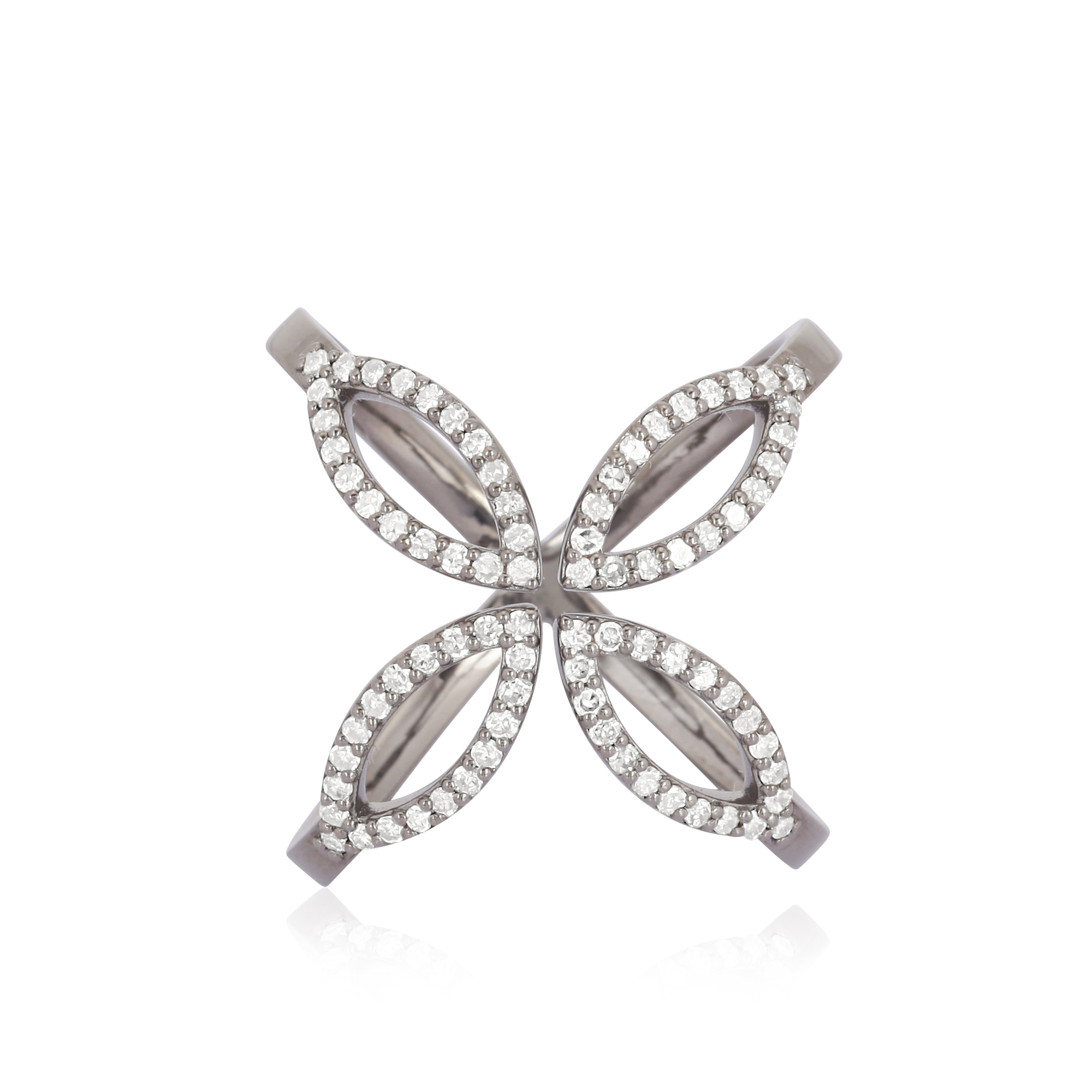 Sterling Silver Gap Diamond leaf Ring