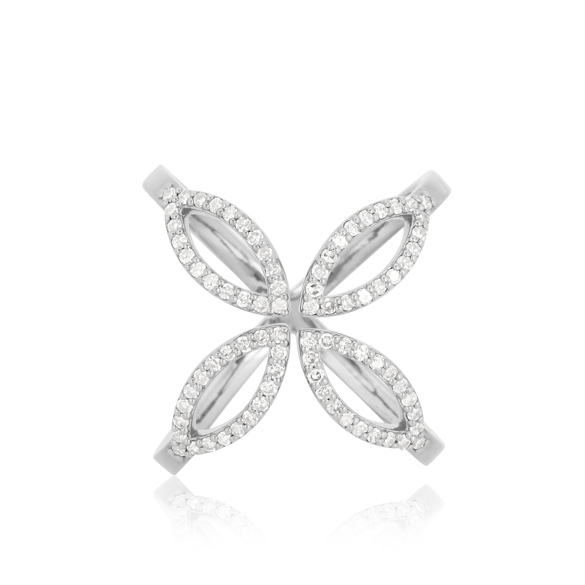 Sterling Silver Gap Diamond leaf Ring