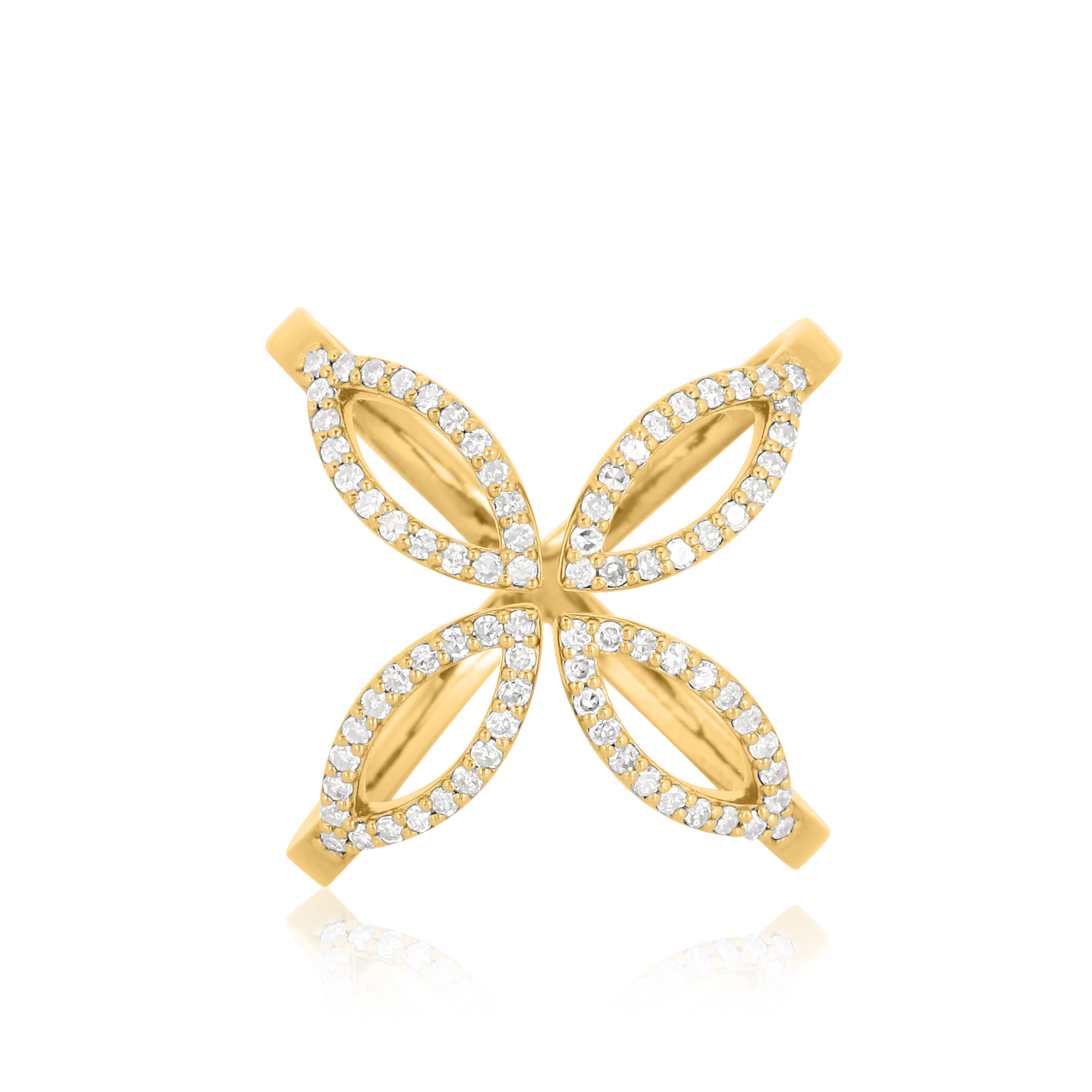 Sterling Silver Gap Diamond leaf Ring