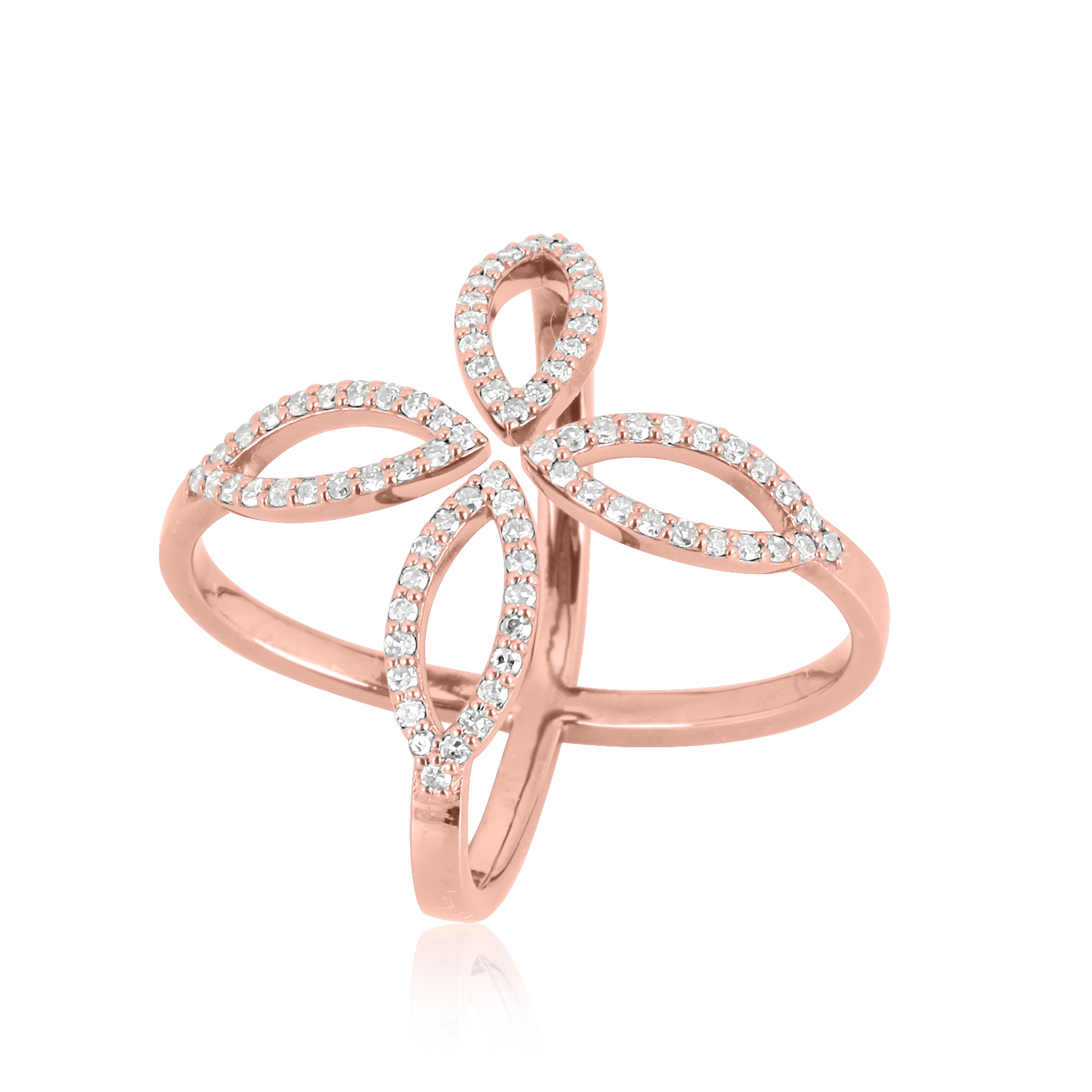 Sterling Silver Gap Diamond leaf Ring