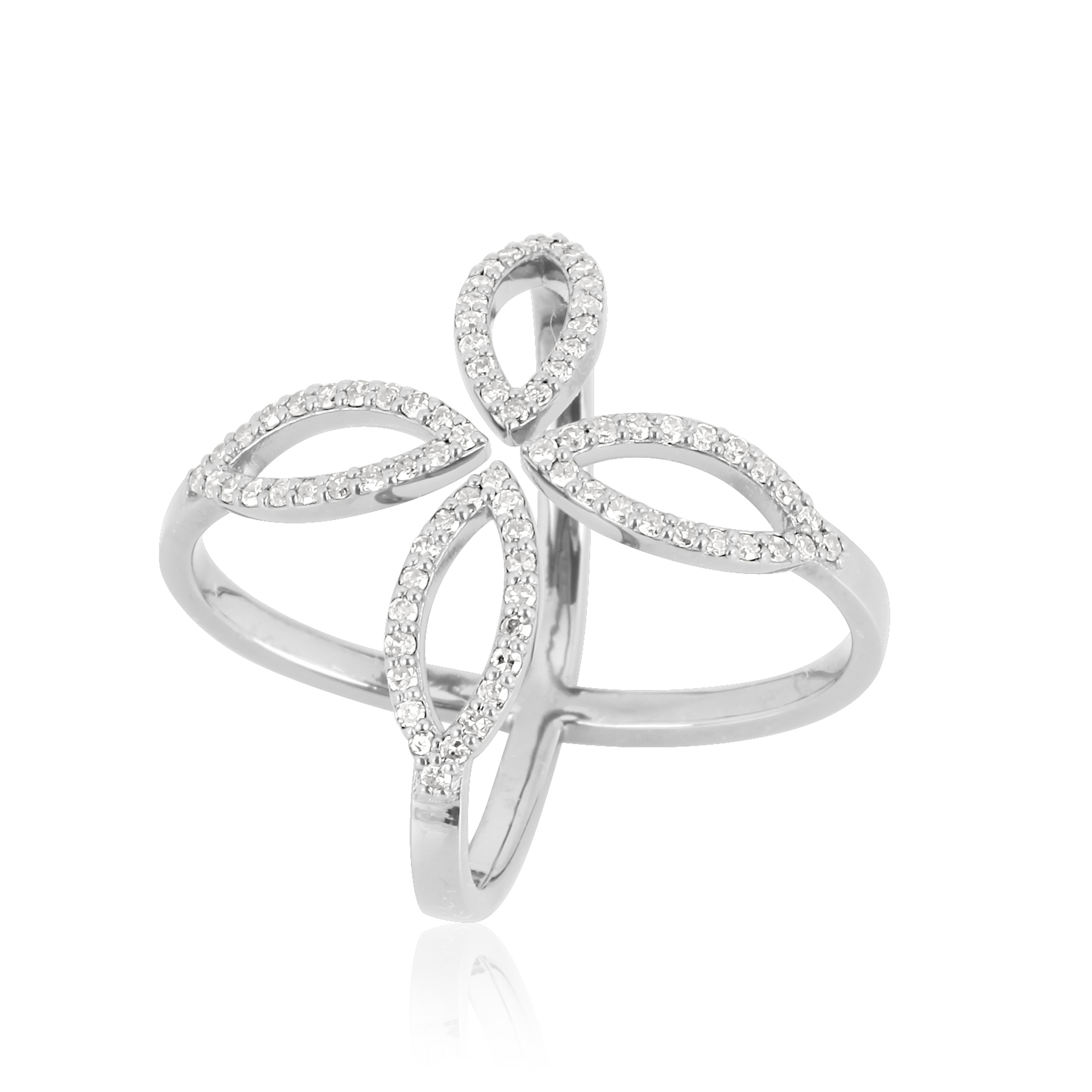Sterling Silver Gap Diamond leaf Ring