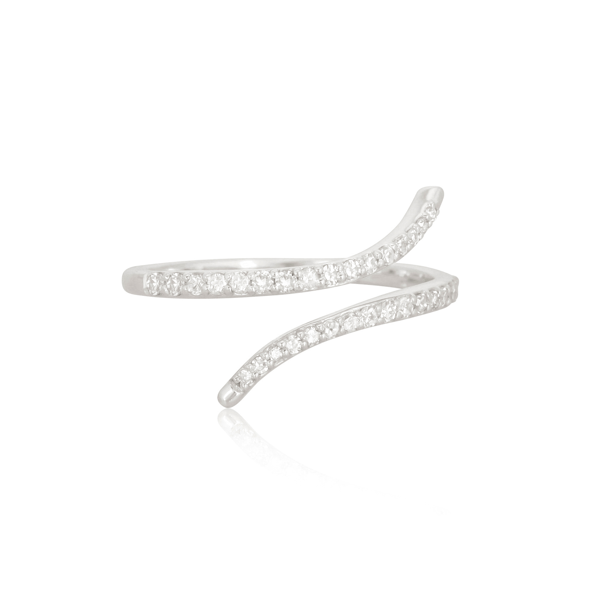Sterling Silver Sleek Gap Diamond Ring