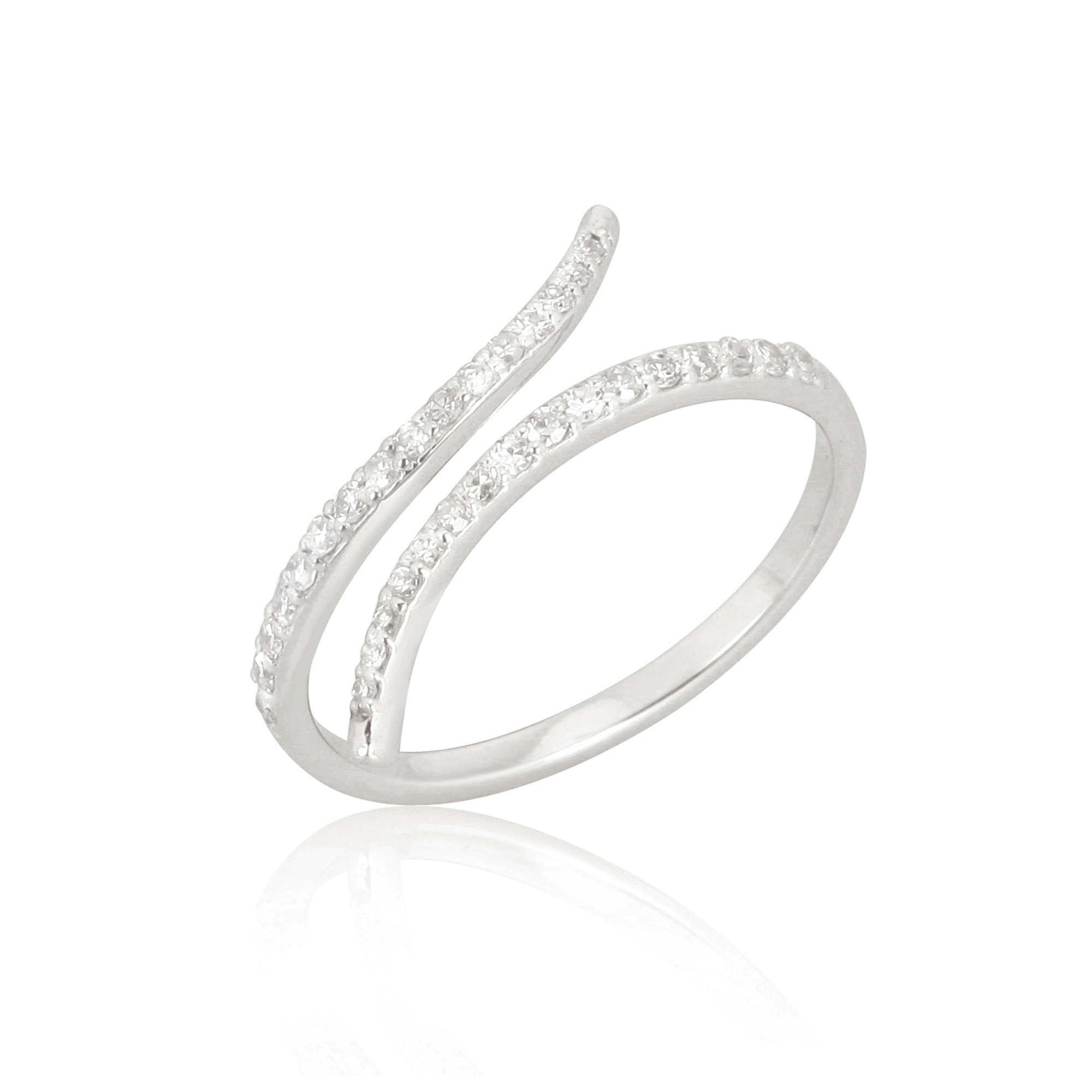 Sterling Silver Sleek Gap Diamond Ring