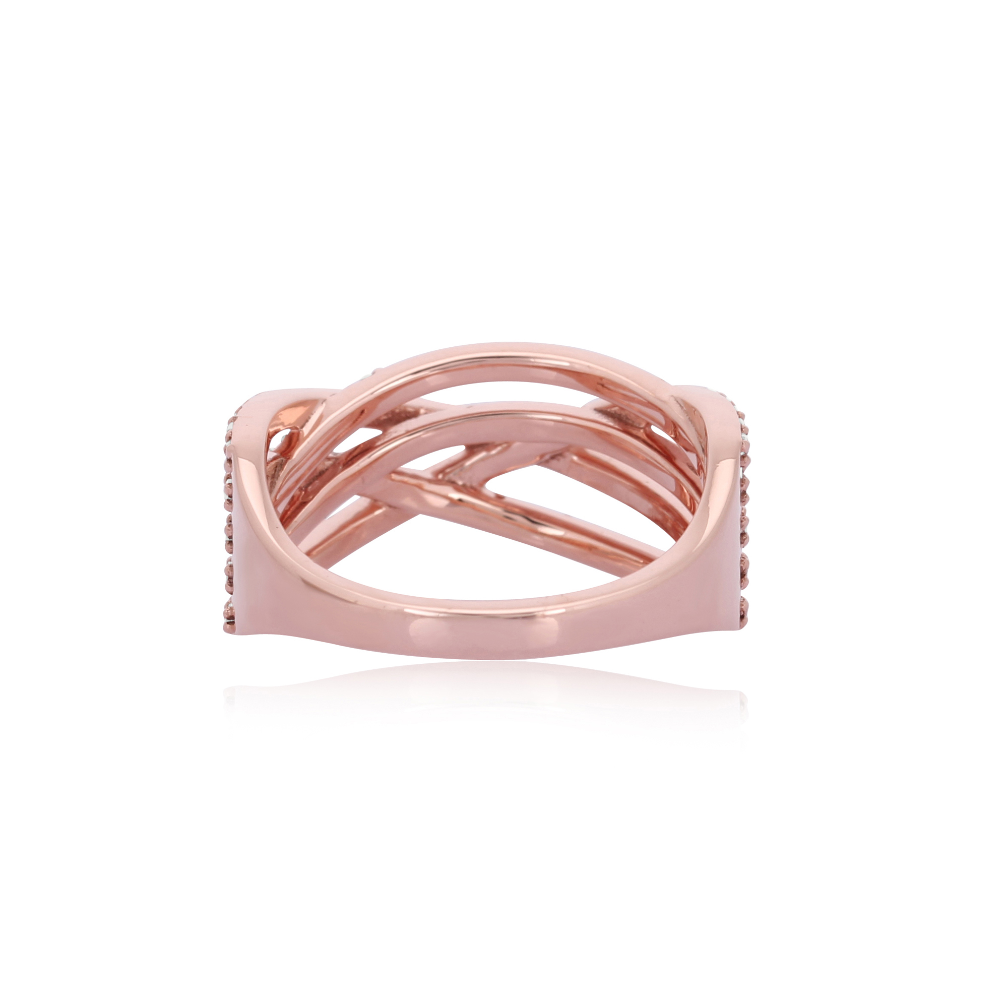 Rose Gold Multi Band Ring Studded With Diamonds