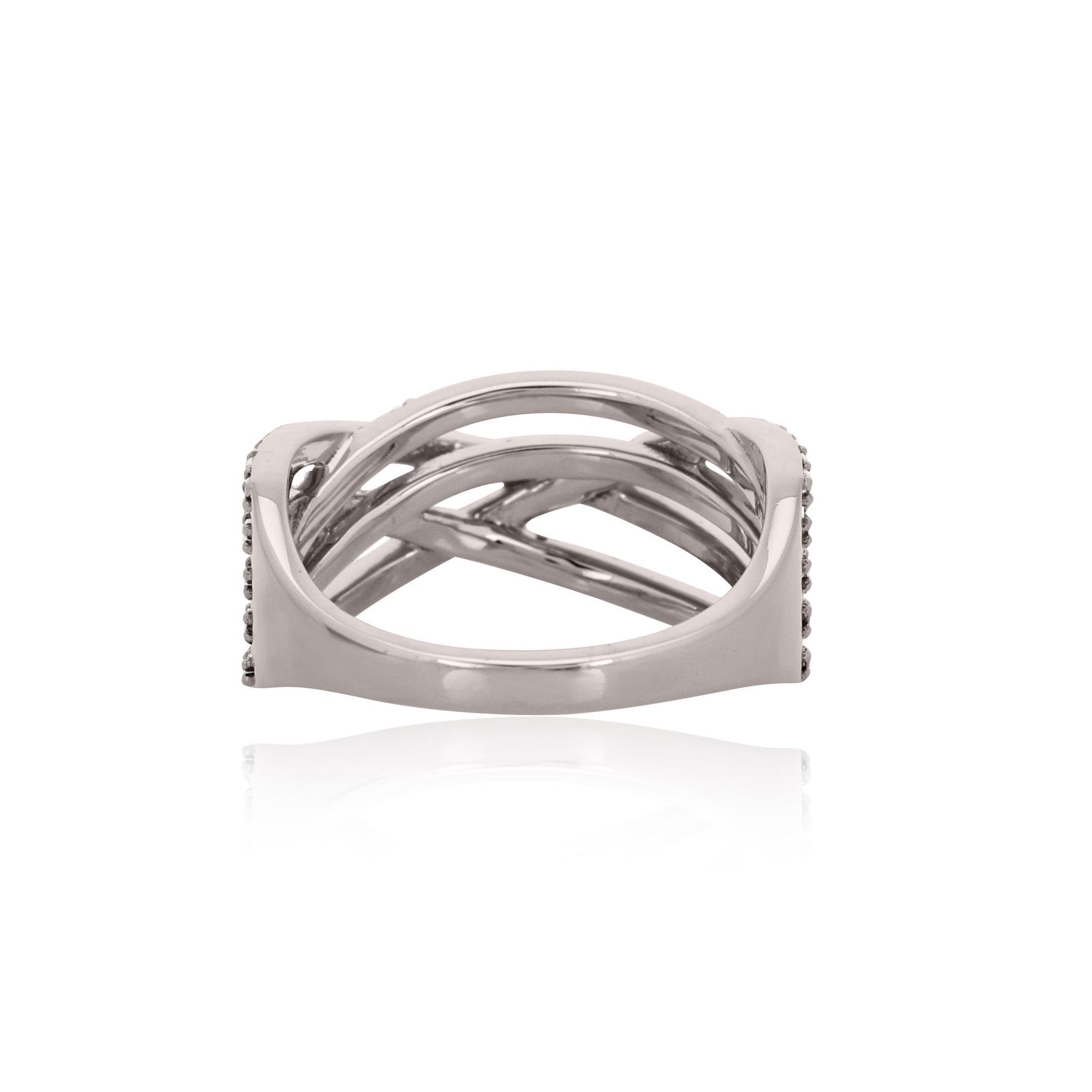 Sterling Silver Multi Band Ring Studded With Diamonds