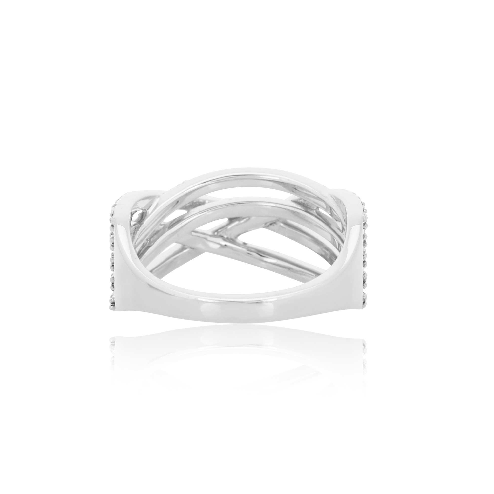 White Gold Multi Band Ring Studded With Diamonds
