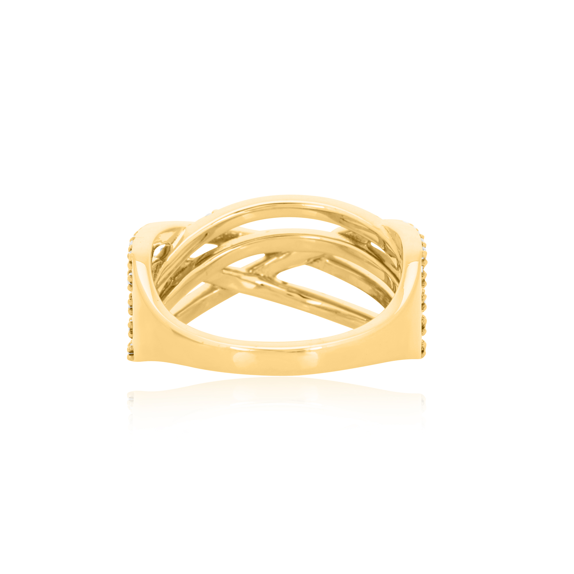 Yellow Gold Multi Band Ring Studded With Diamonds