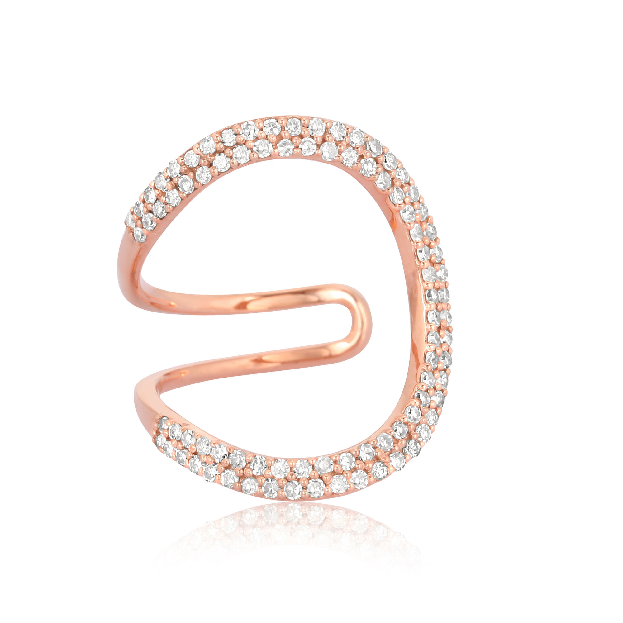 Sterling Silver Minimilistic Diamond Studded Ring