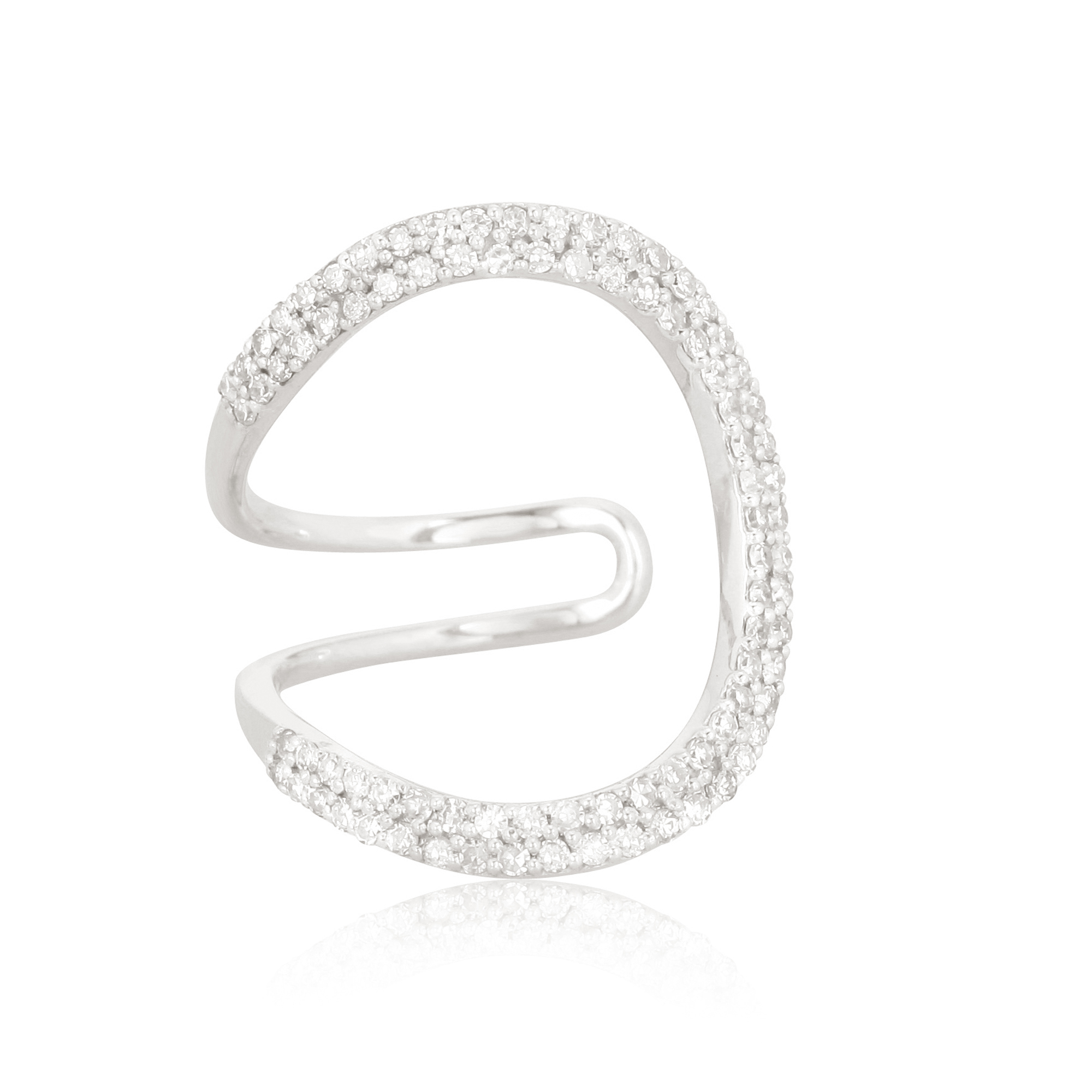 Sterling Silver Minimilistic Diamond Studded Ring