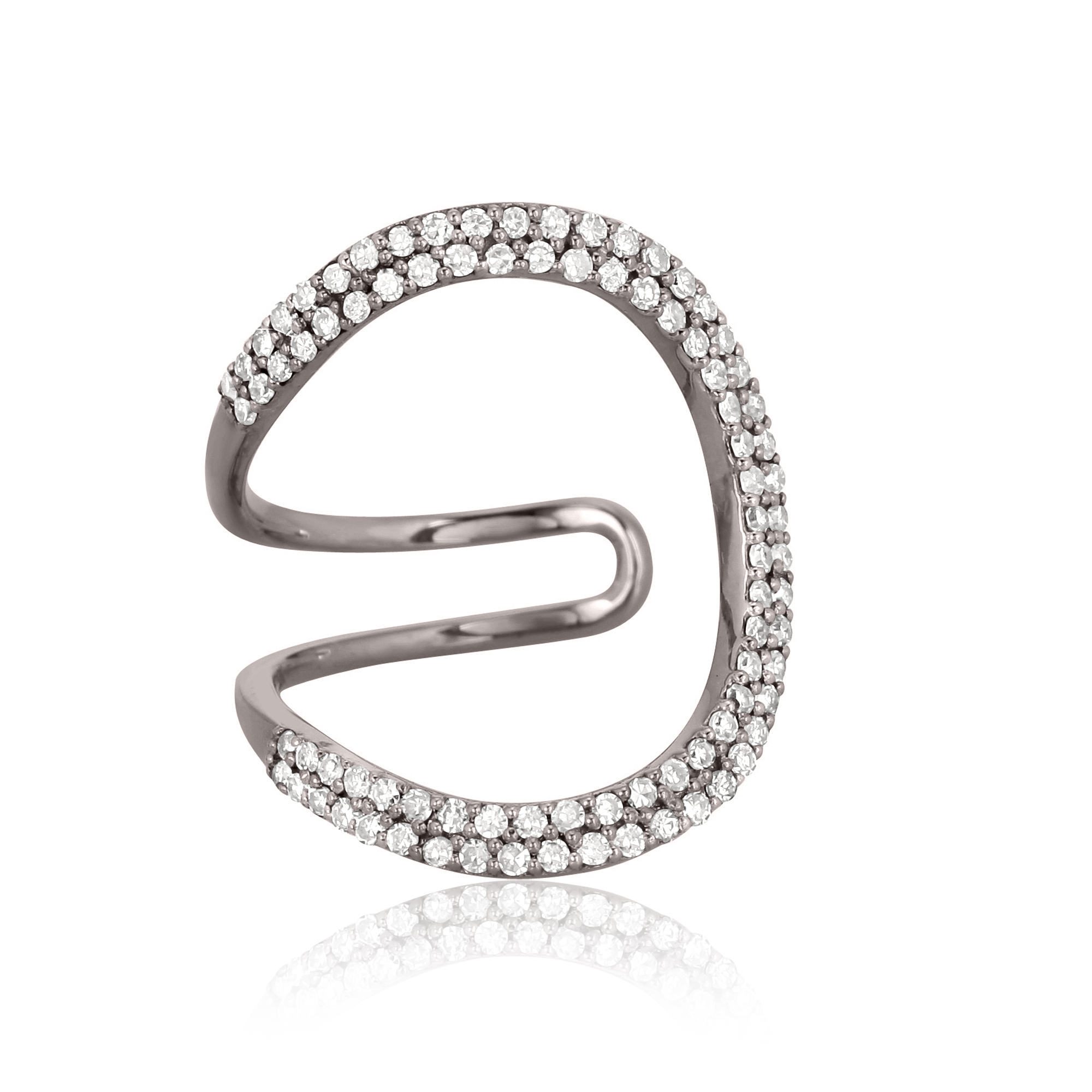 Sterling Silver Minimilistic Diamond Studded Ring