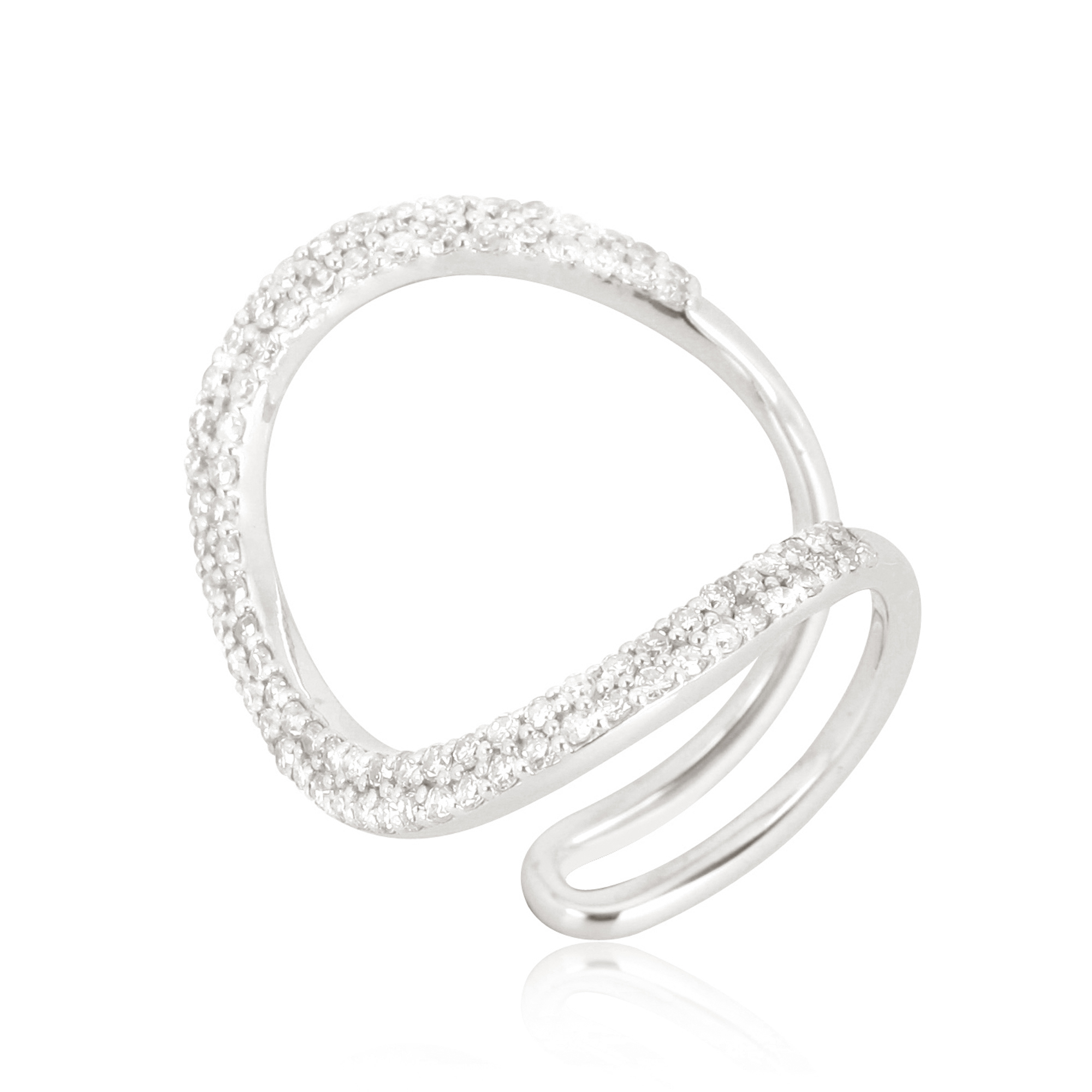 Sterling Silver Minimilistic Diamond Studded Ring