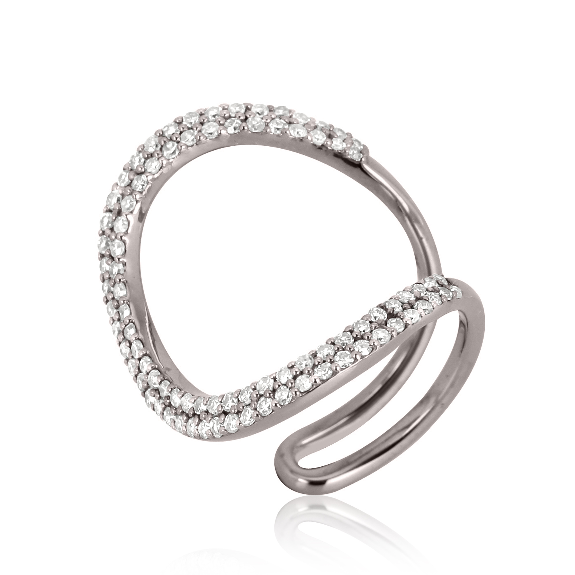 Sterling Silver Minimilistic Diamond Studded Ring