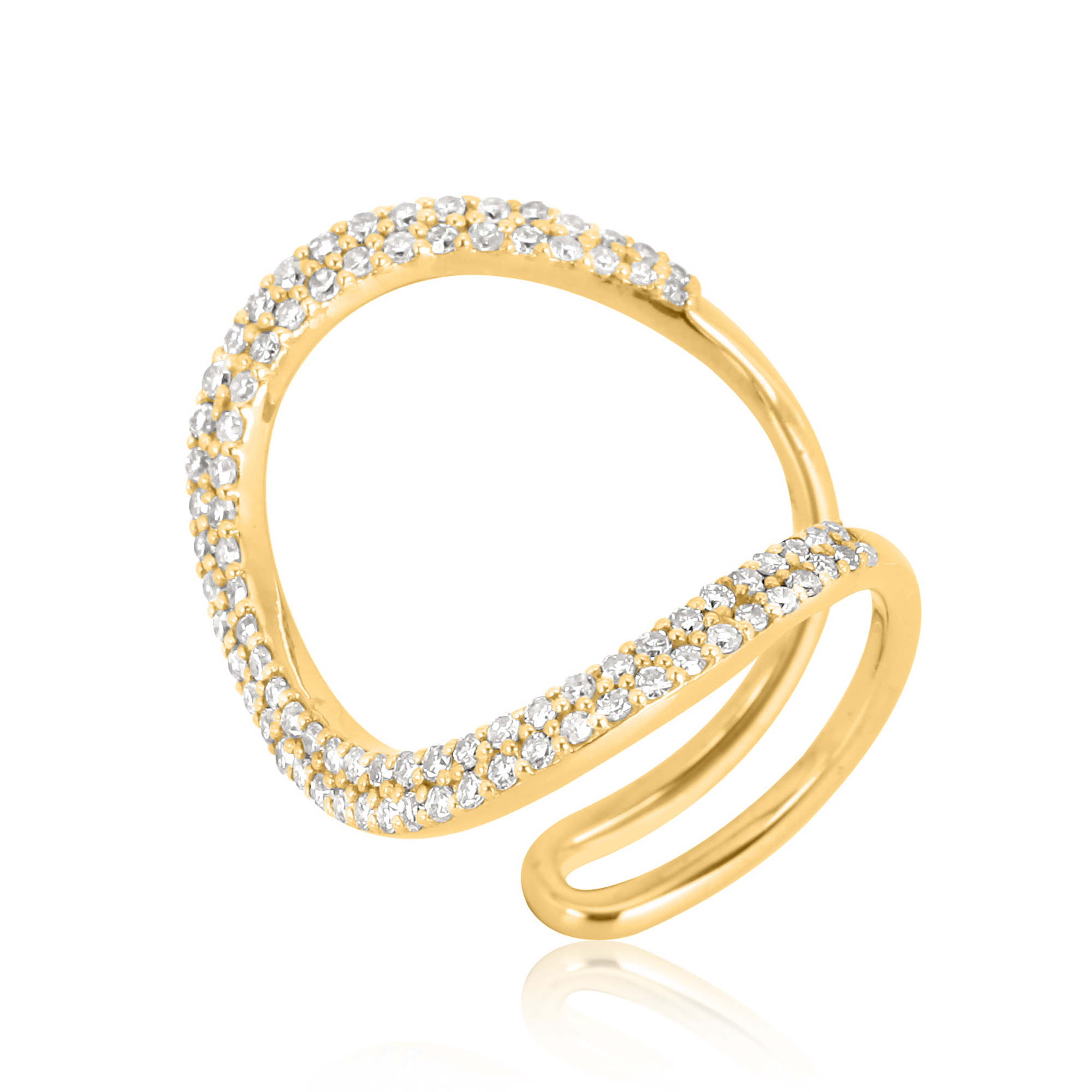 Sterling Silver Minimilistic Diamond Studded Ring