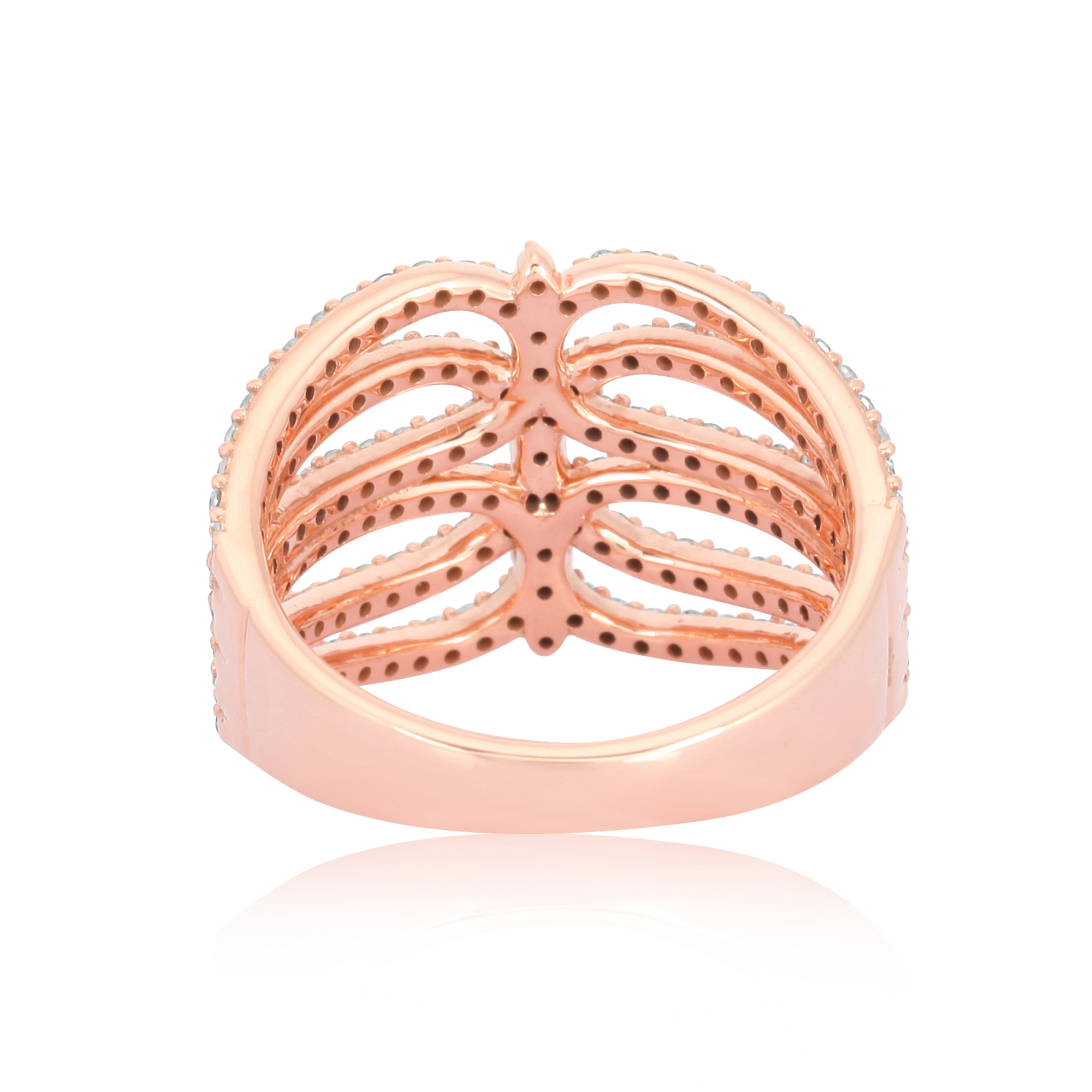 Sterling Silver Broad Diamond Studded Ring