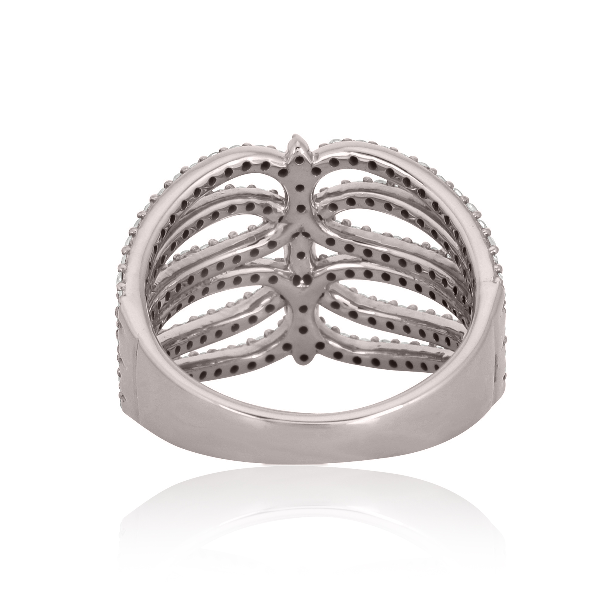 Sterling Silver Broad Diamond Studded Ring