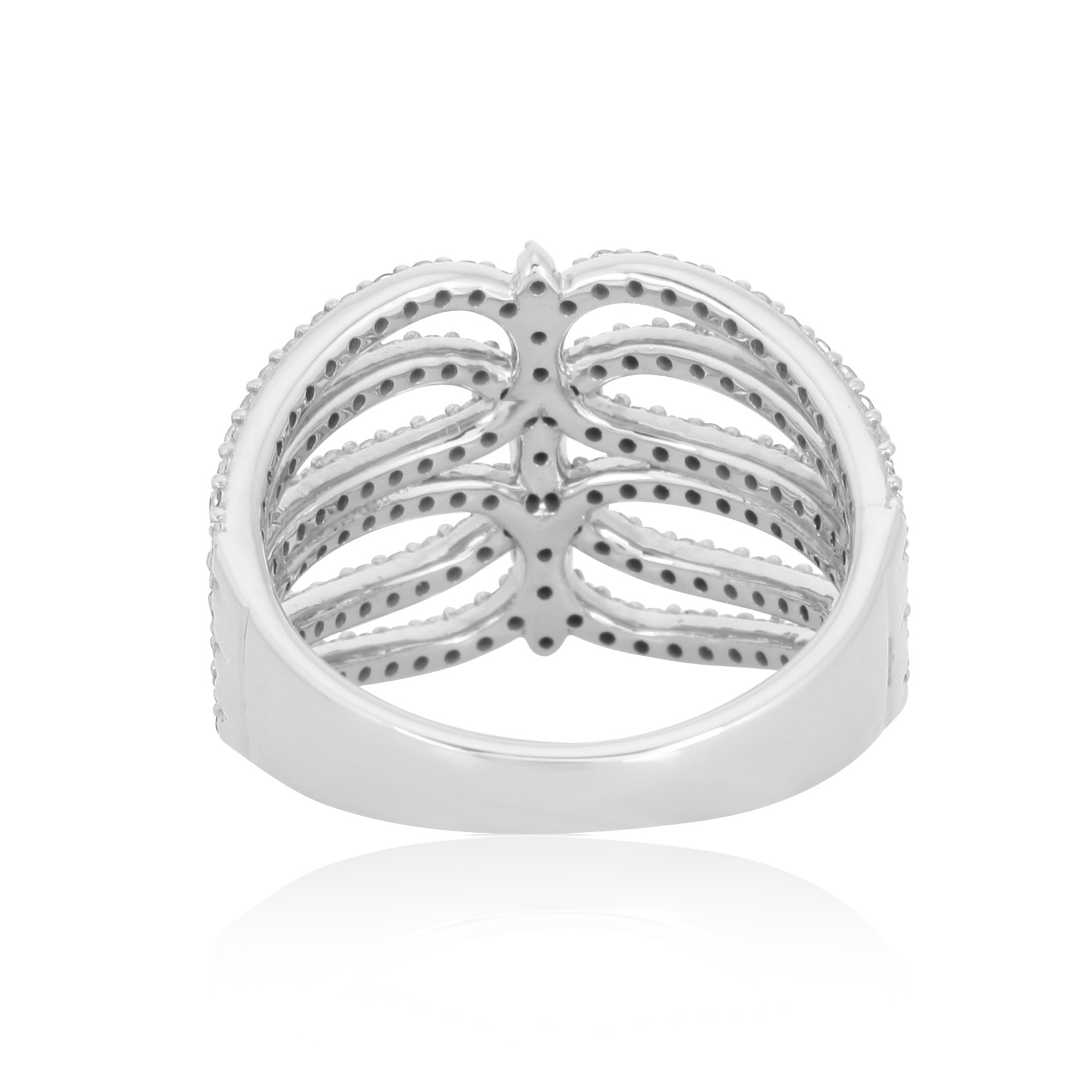 Sterling Silver Broad Diamond Studded Ring