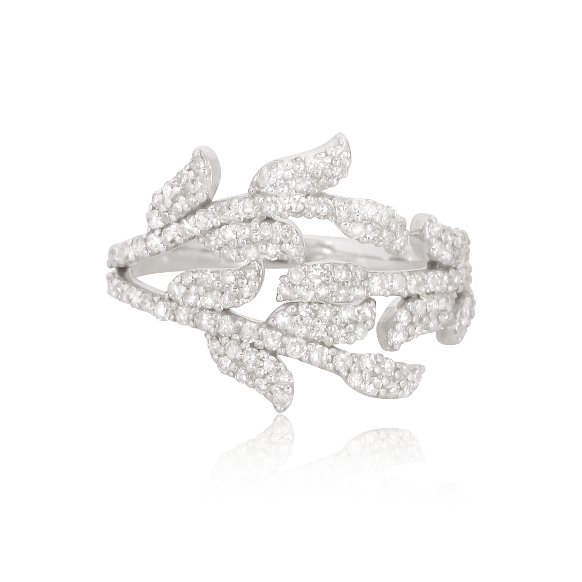 White Gold Multiple Leaf Diamond Ring