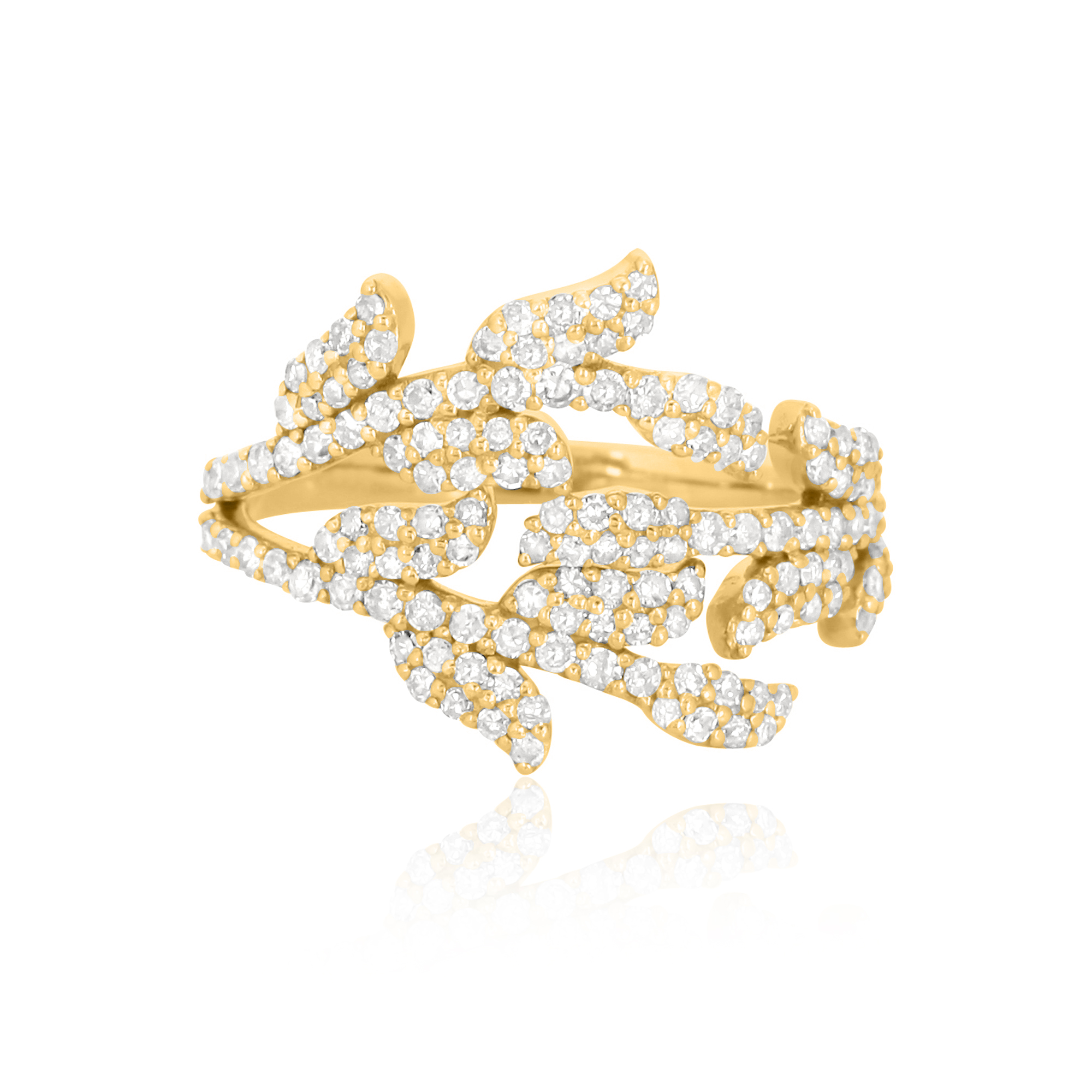 Yellow Gold Multiple Leaf Diamond Ring