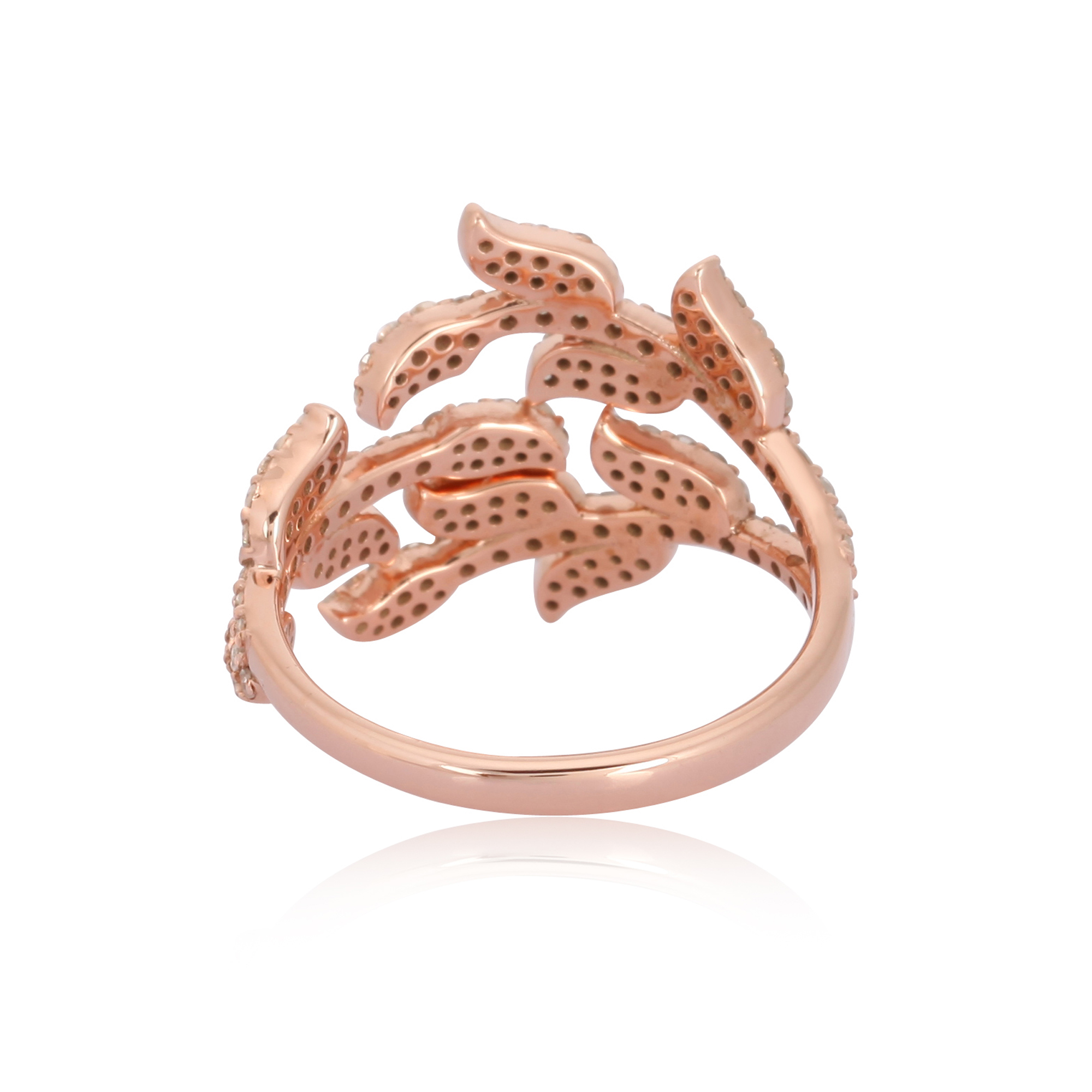 Rose Gold Multiple Leaf Diamond Ring