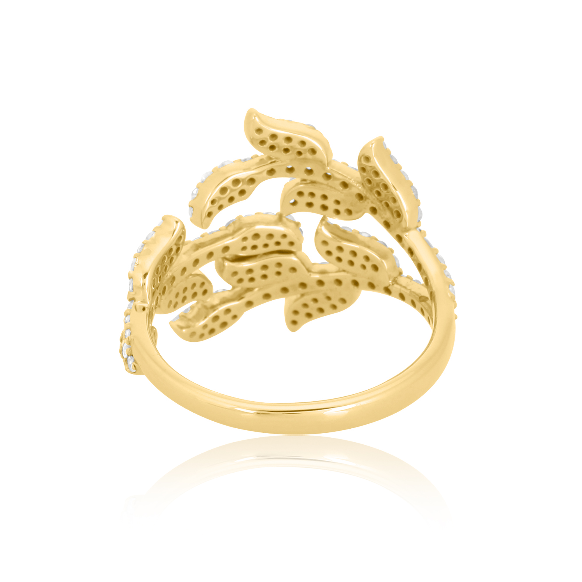 Yellow Gold Multiple Leaf Diamond Ring