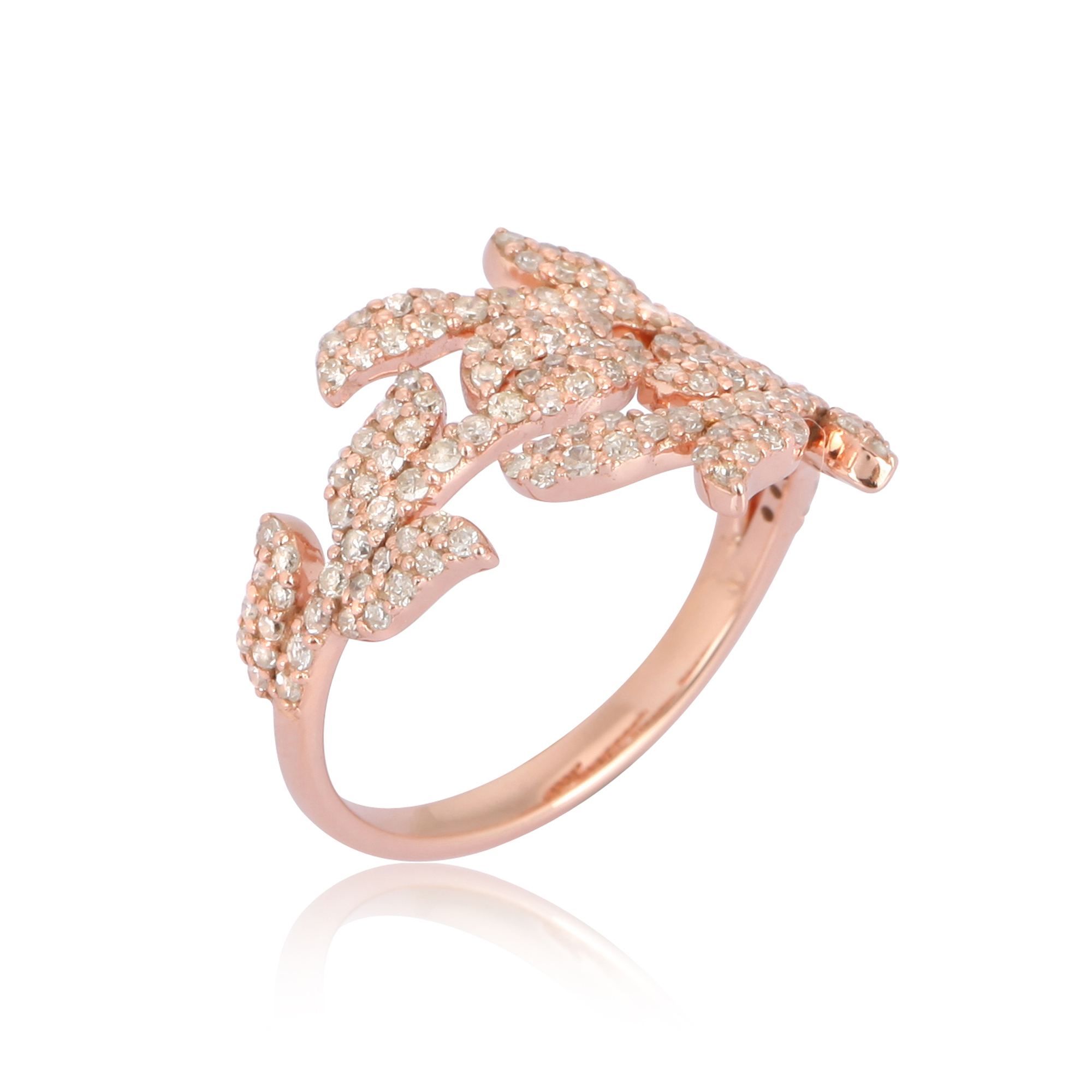 Rose Gold Multiple Leaf Diamond Ring